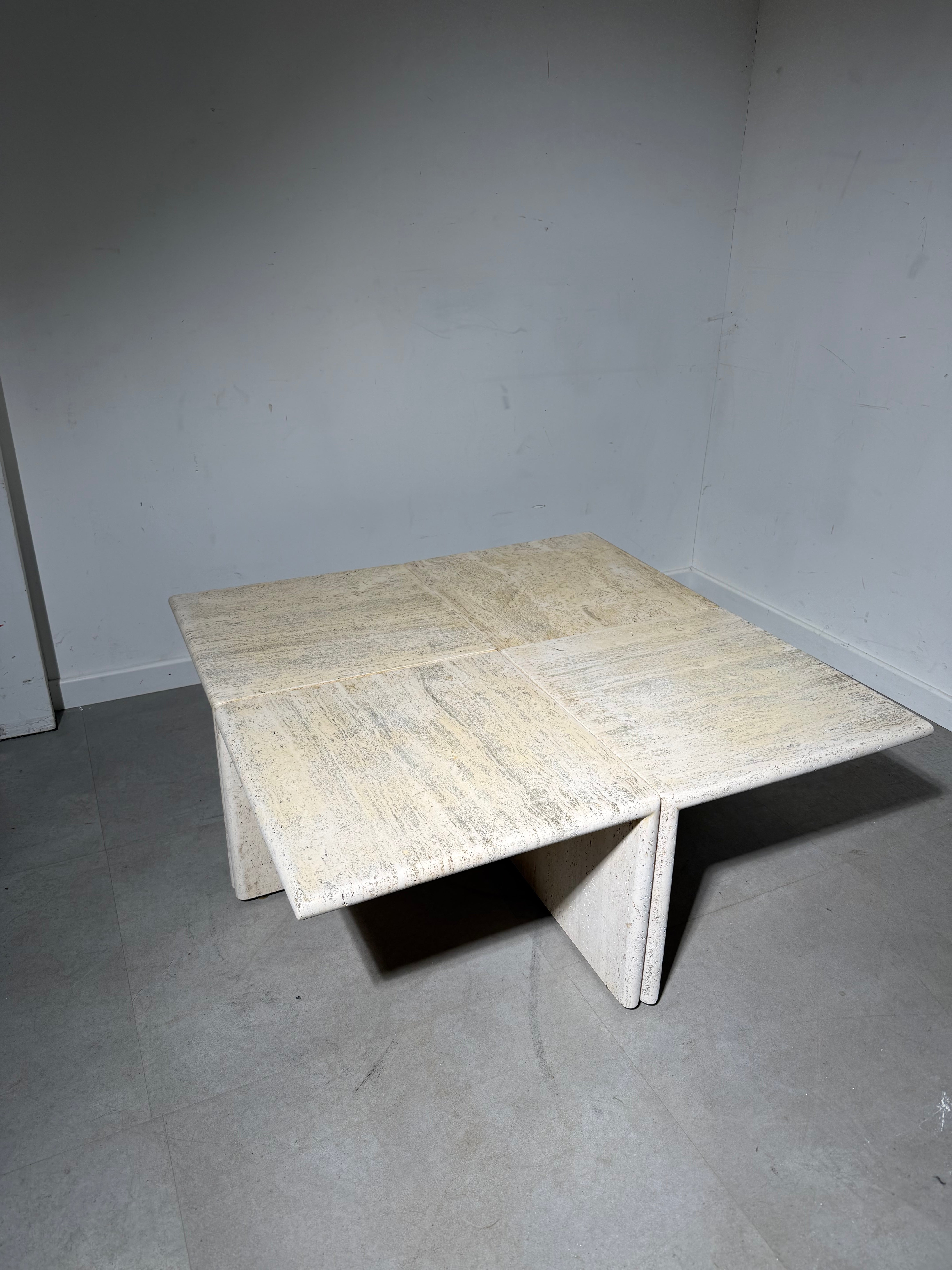 Modular Travertine Coffee Table – Set of 4