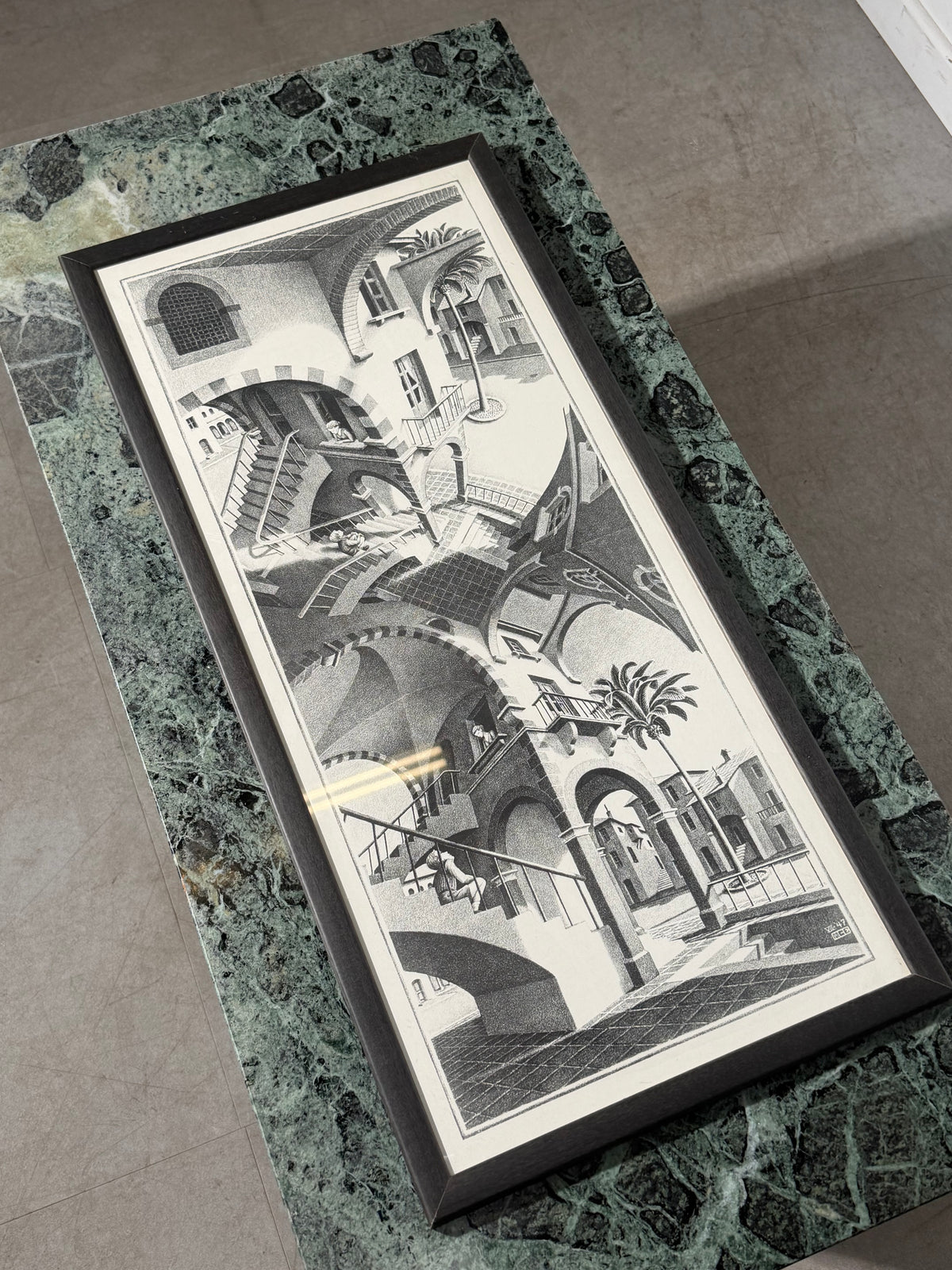 M. C. Escher “High and Low” – Framed Print, 80 × 37 cm