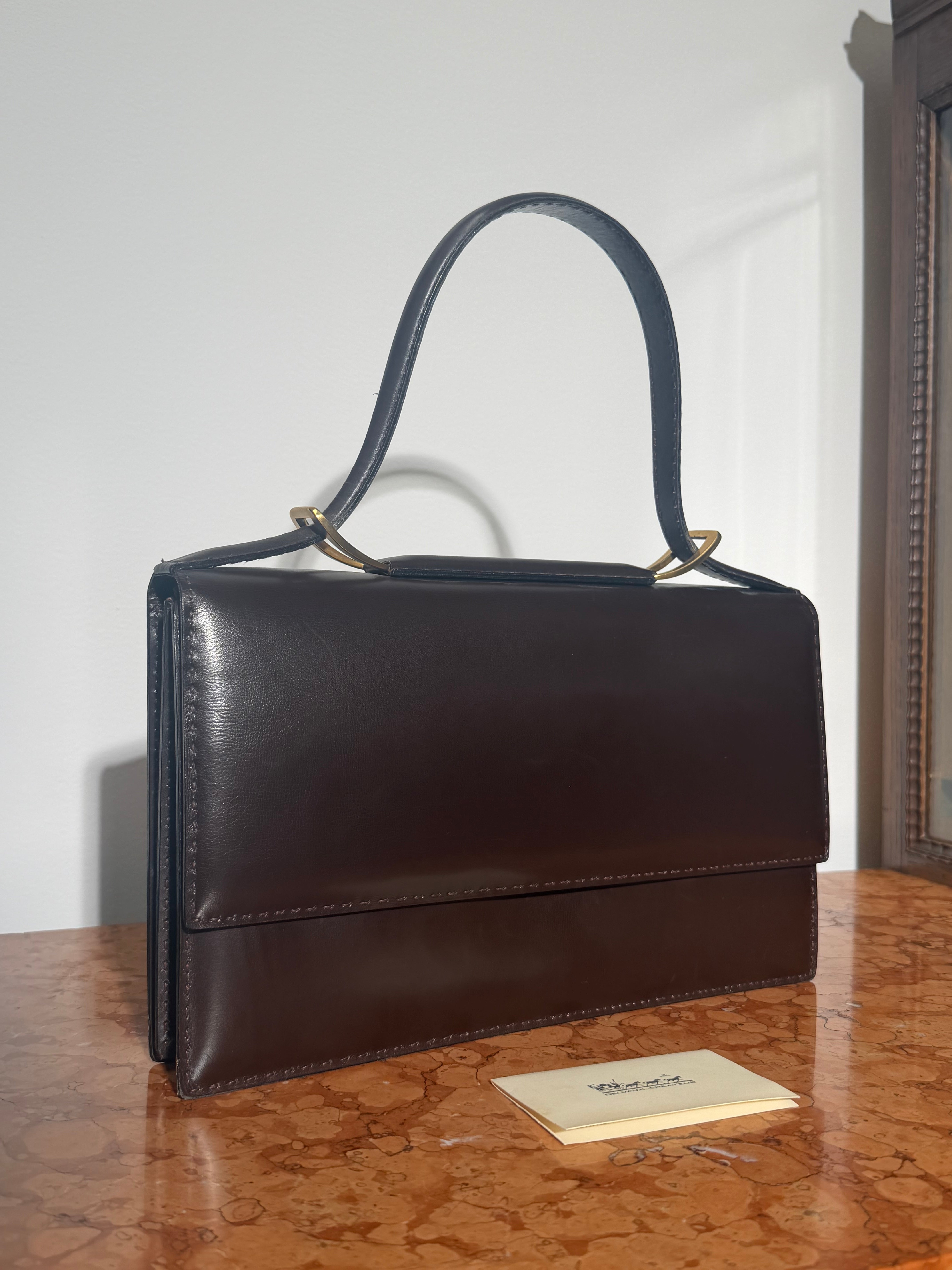 Vintage Delvaux Top Handle Handbag – Brown Leather