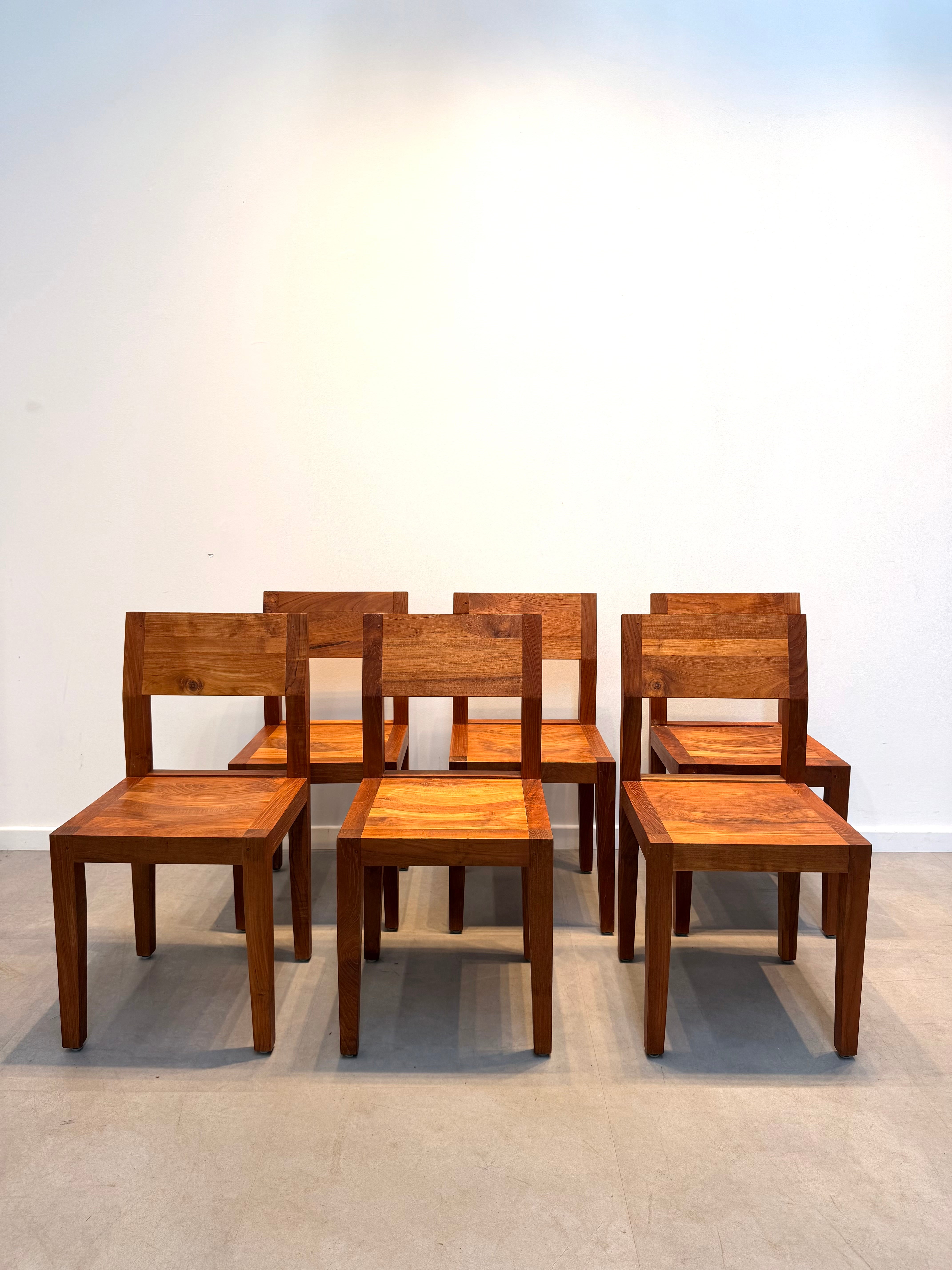 Solid Teak Dining Chairs – Set of 6