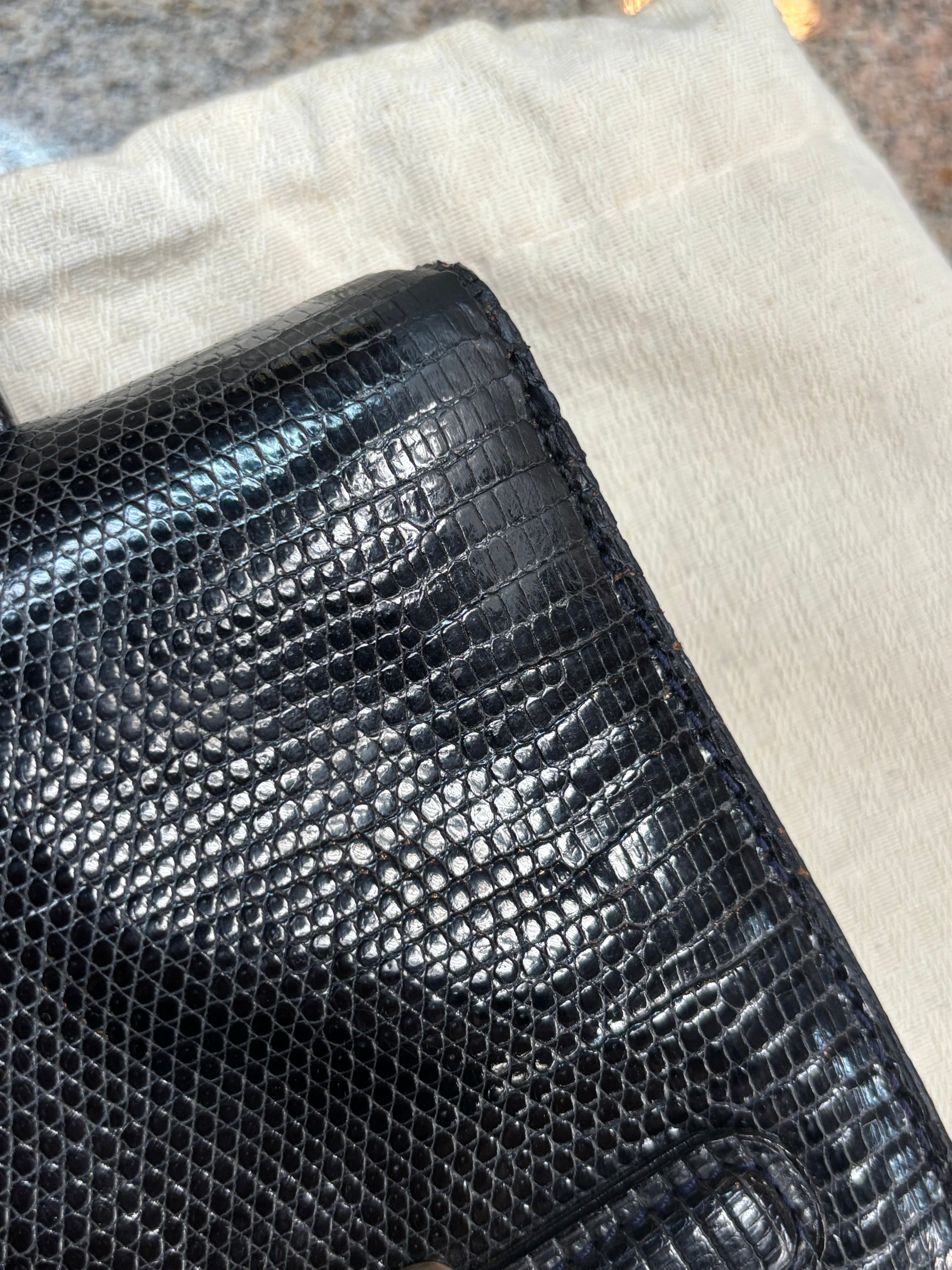 Vintage Delvaux Lézard Noir