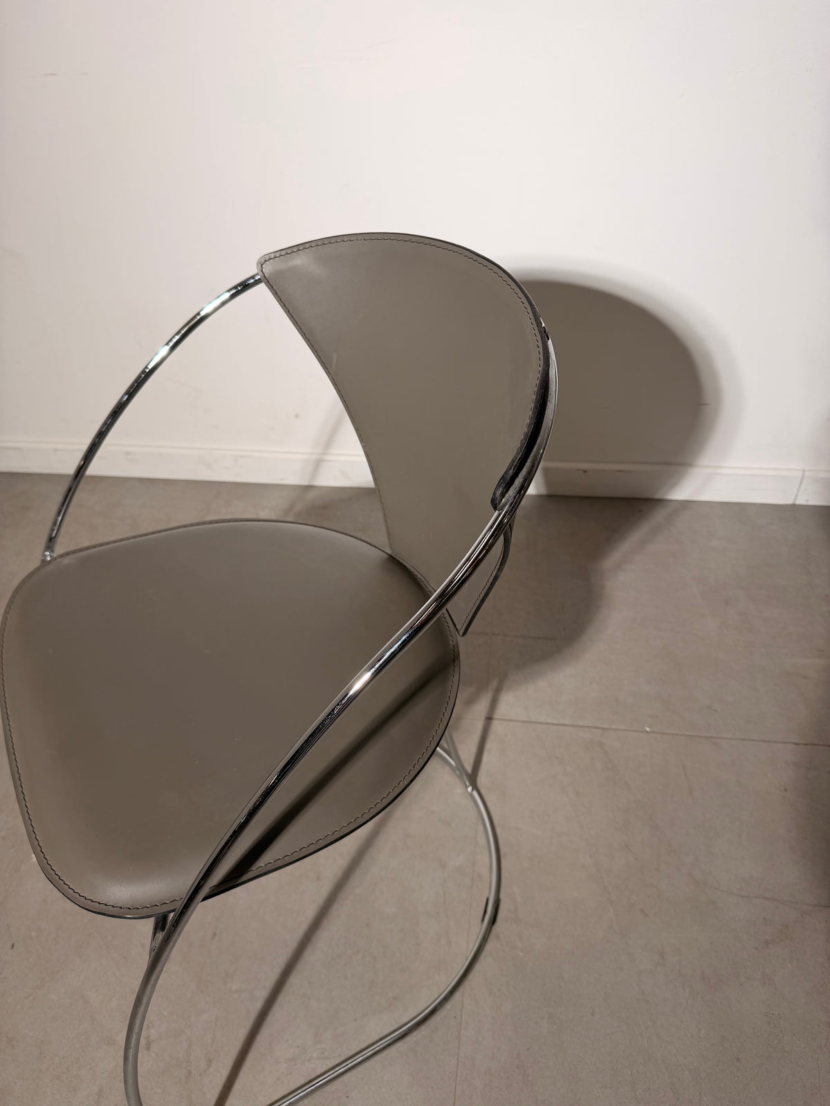 Amben Italy Chrome & Leather Dining Chair