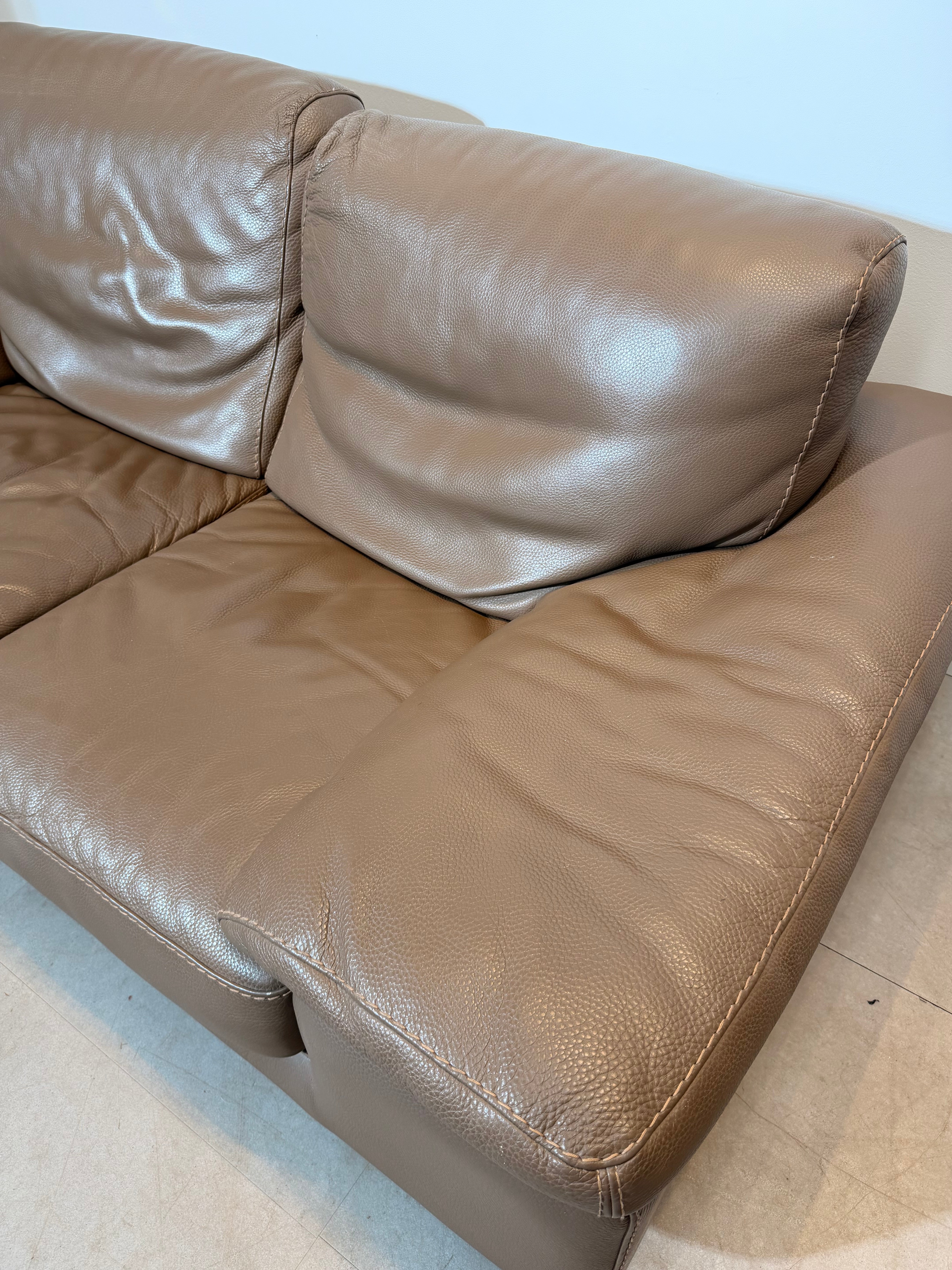 Taupe Leather 2-Seater Sofas