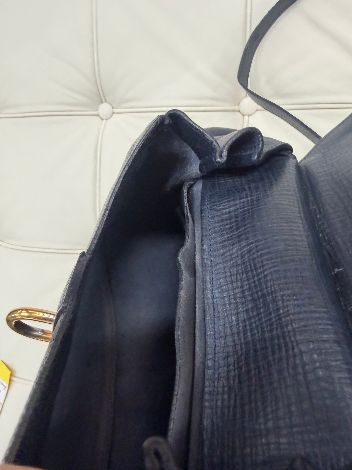 Delvaux Cerceau Navy Blue Leather Crossbody Bag – 31 × 25 cm