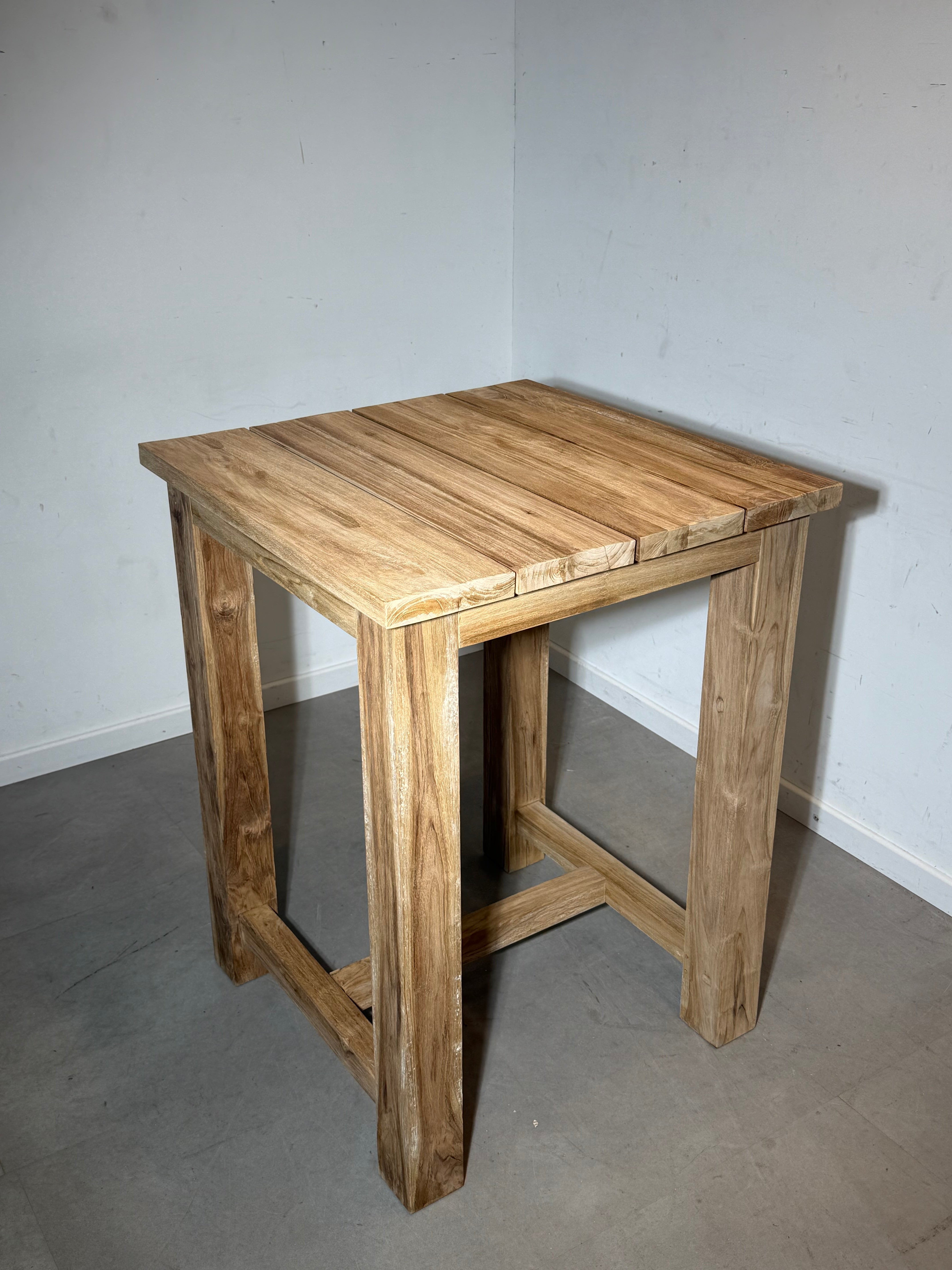 Solid Teak Outdoor Bar Table – 105 cm – New – 80 x 80 cm – Heavy Quality