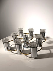 Vintage German Space Age 8-Light Chrome & Brass Chandelier – 1970s