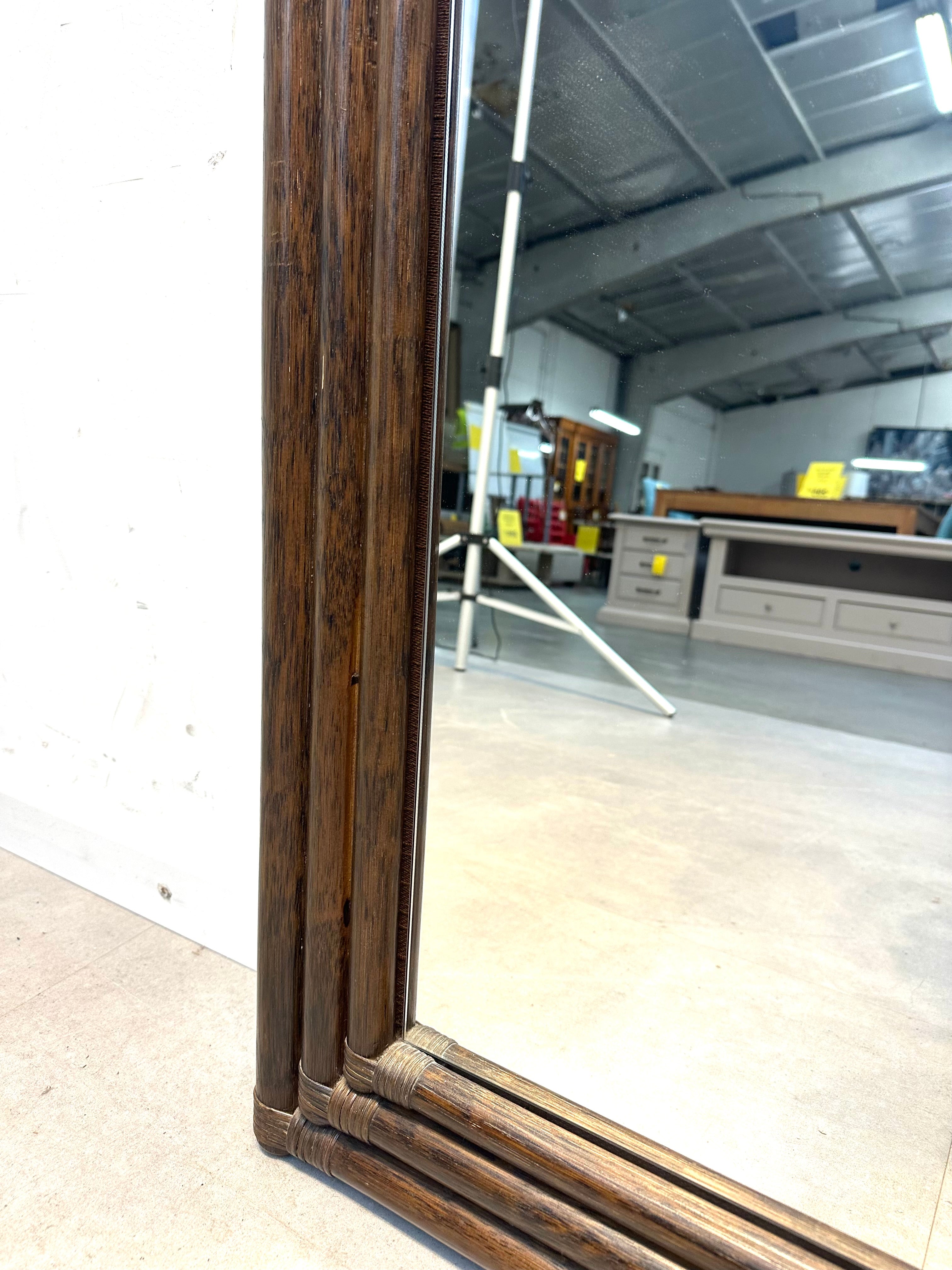 Vintage bamboe spiegel