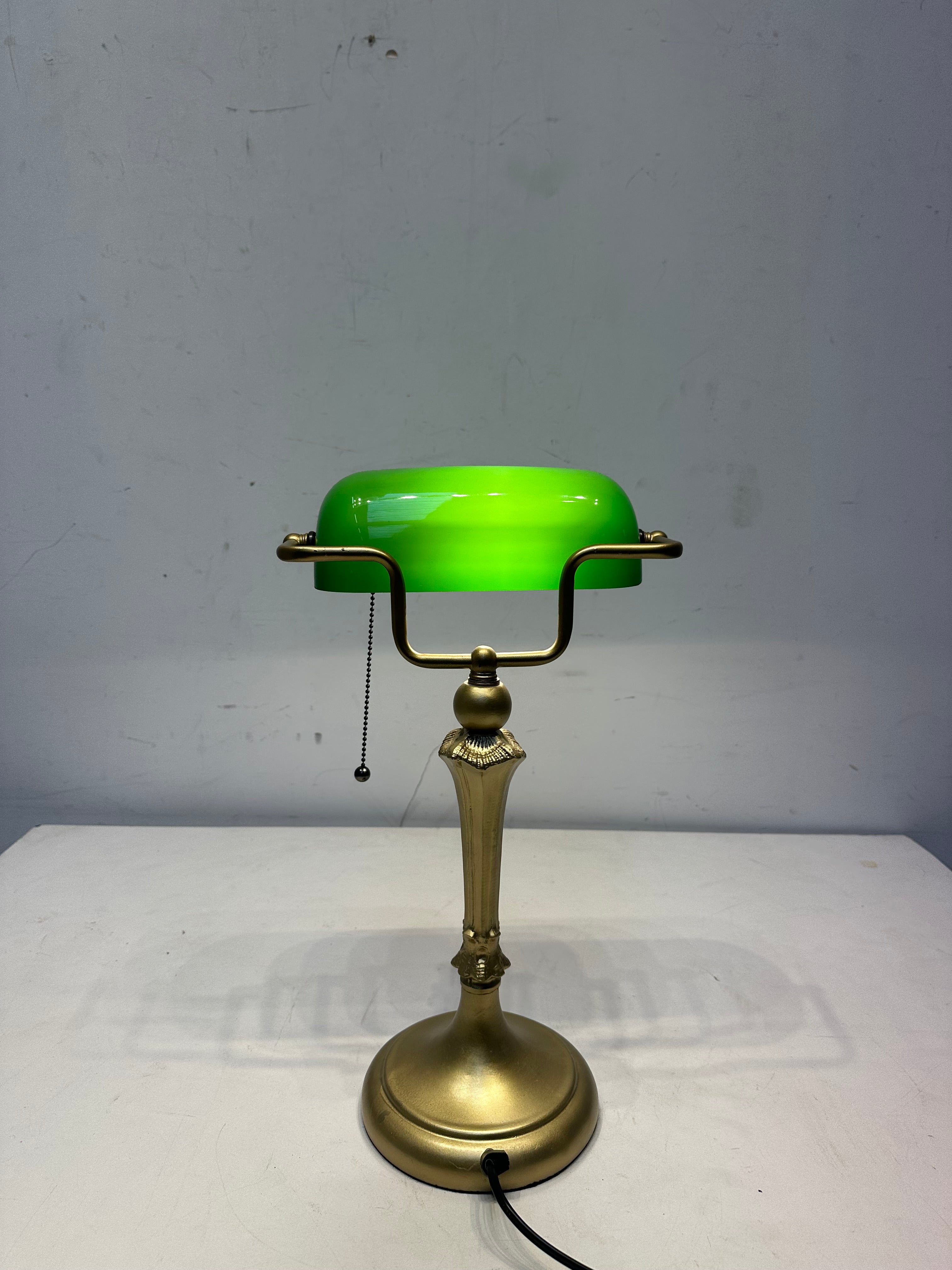 Lampe de bureau de banquier vintage