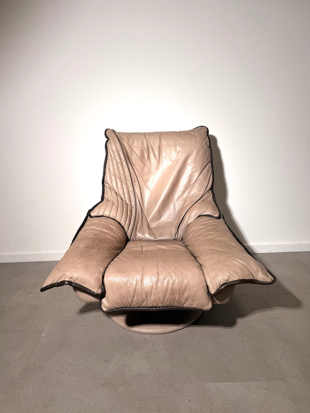 Vintage Leather Swivel Lounge Chair