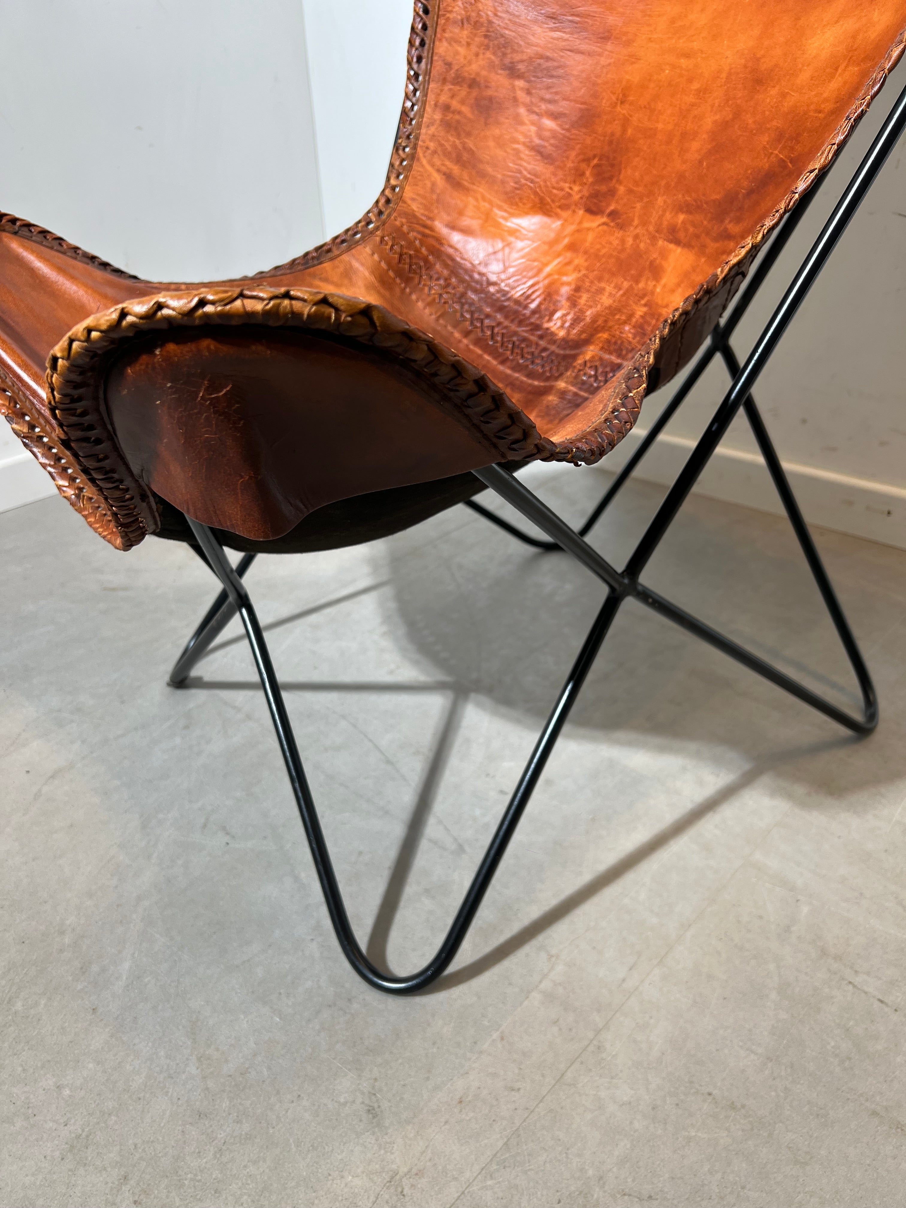 Butterfly Chair Leather Cognac