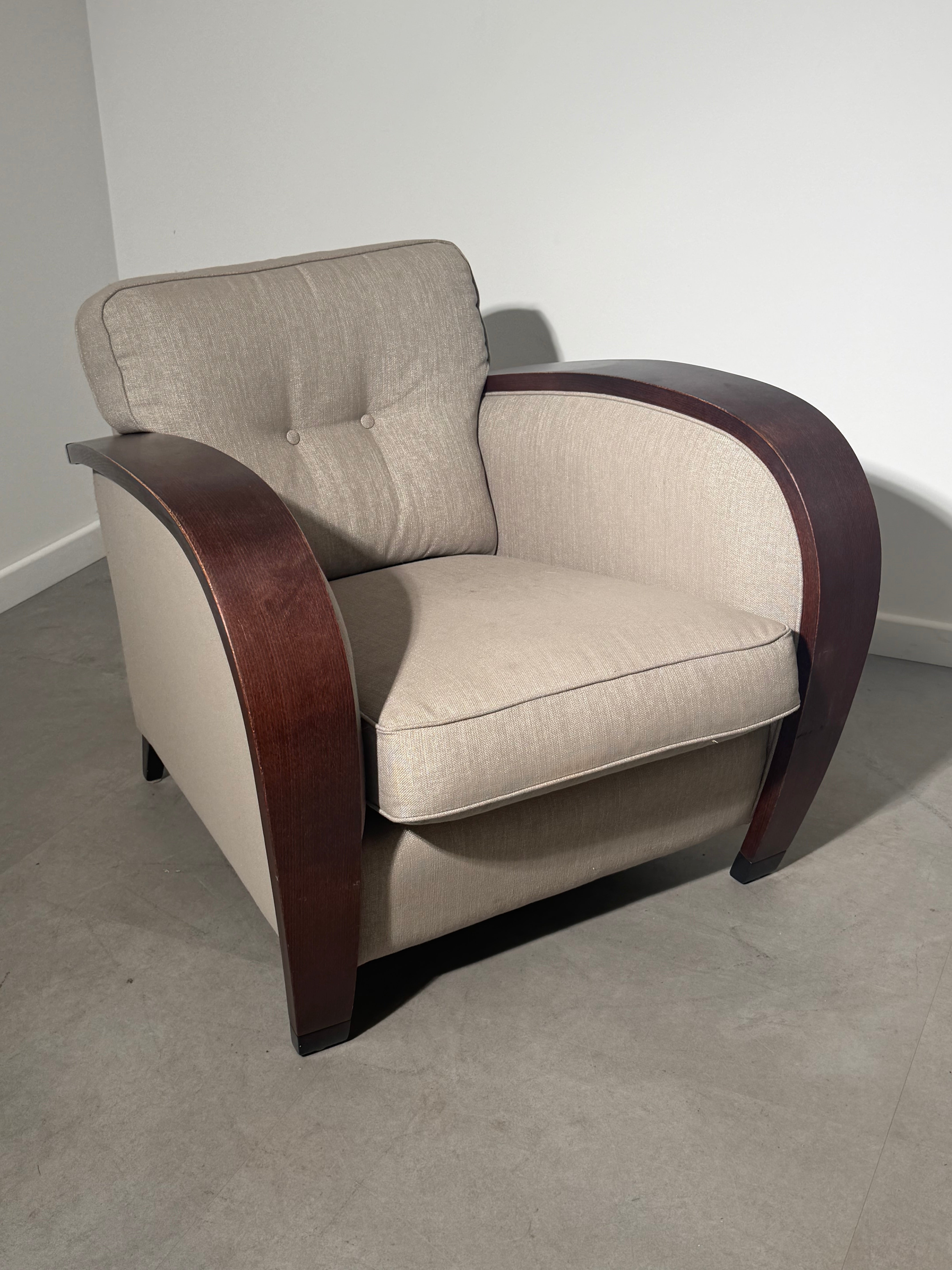 Bench Art Deco Lounge Chair – Sculptural Curved Wood Armchair