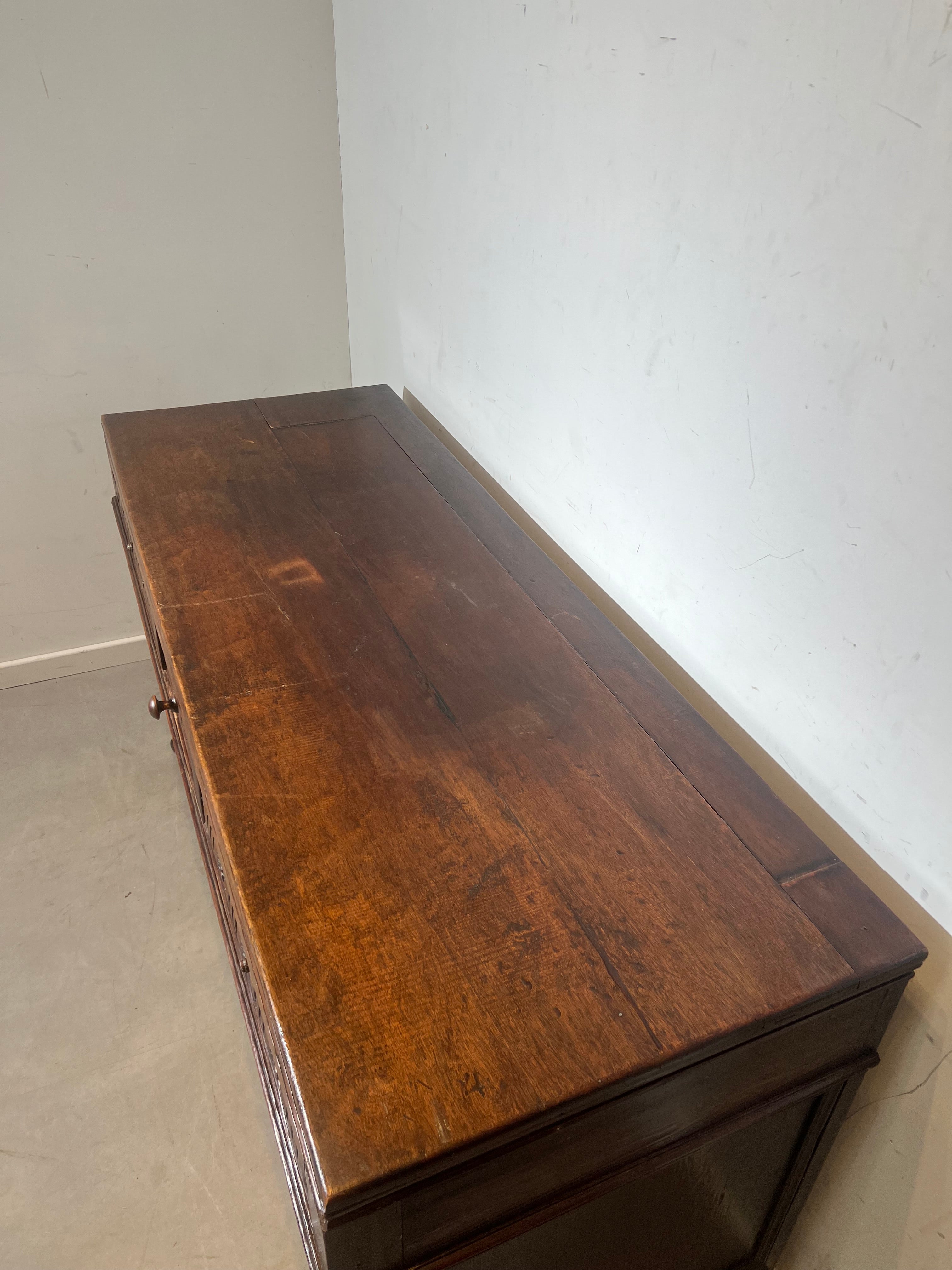 Antique Solid Oak Dressoir– Hand-Carved Details