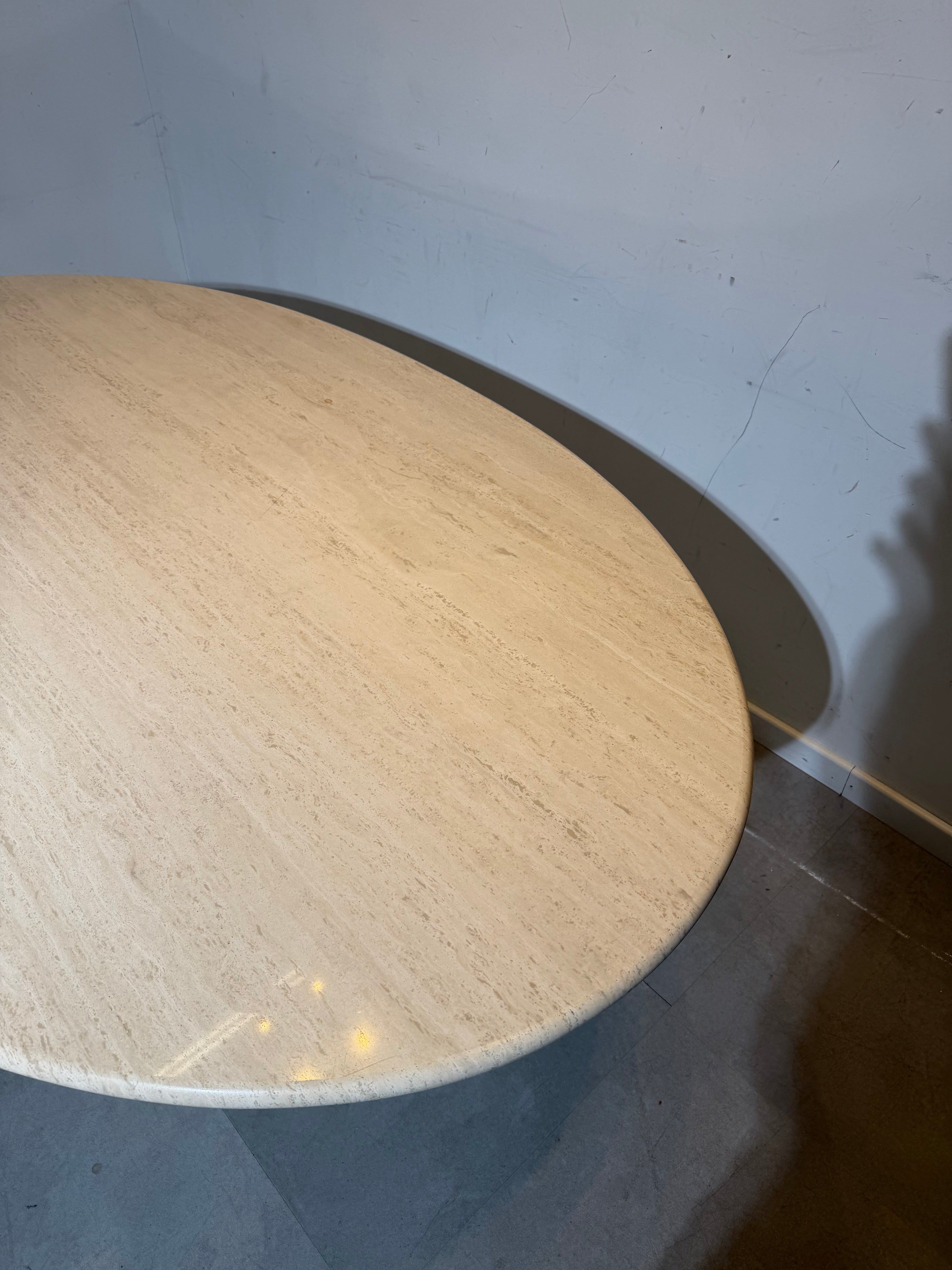 Oval Travertine Dining Table – 1980s