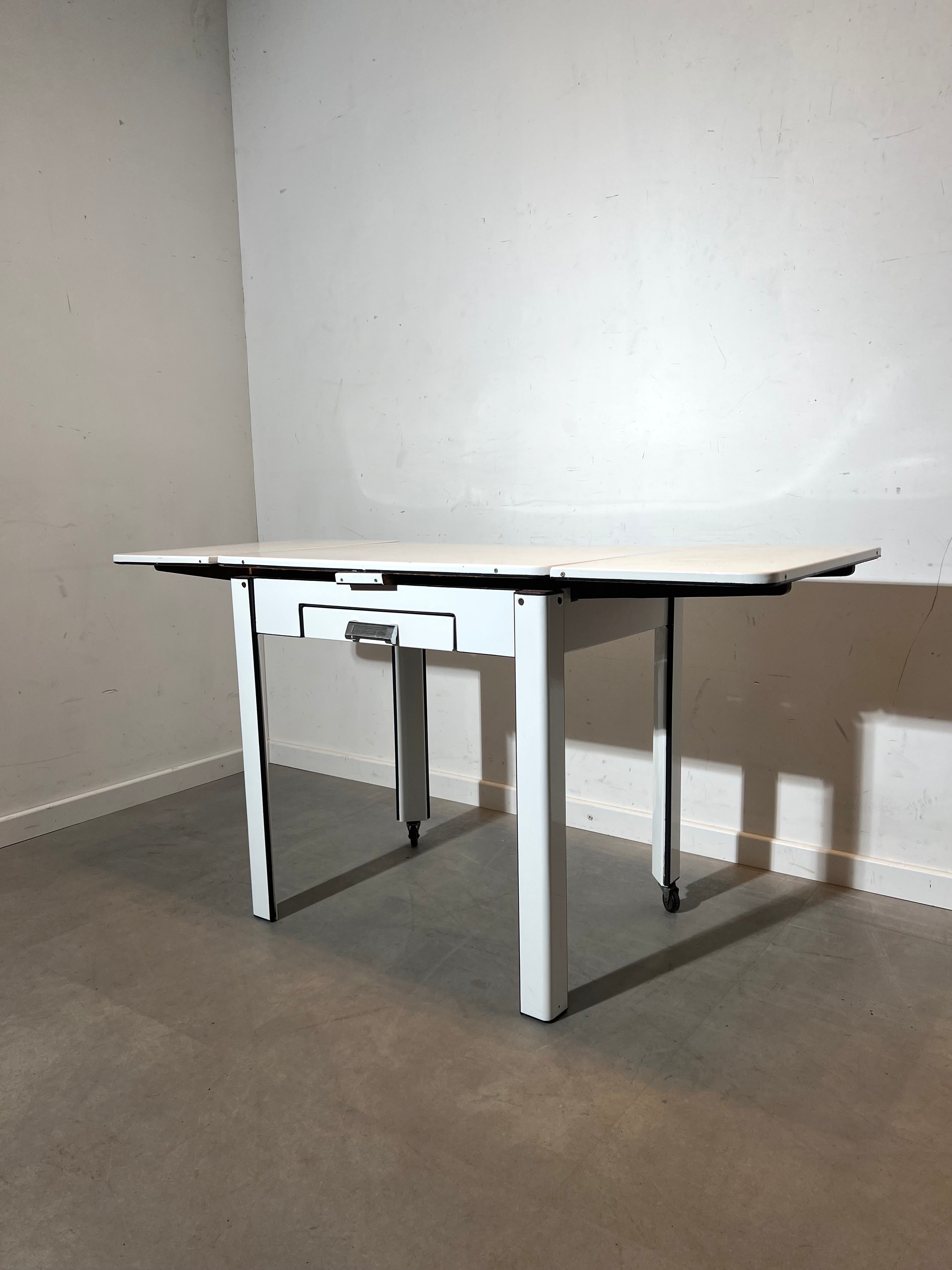 1950s White Formica Drop-Leaf Table
