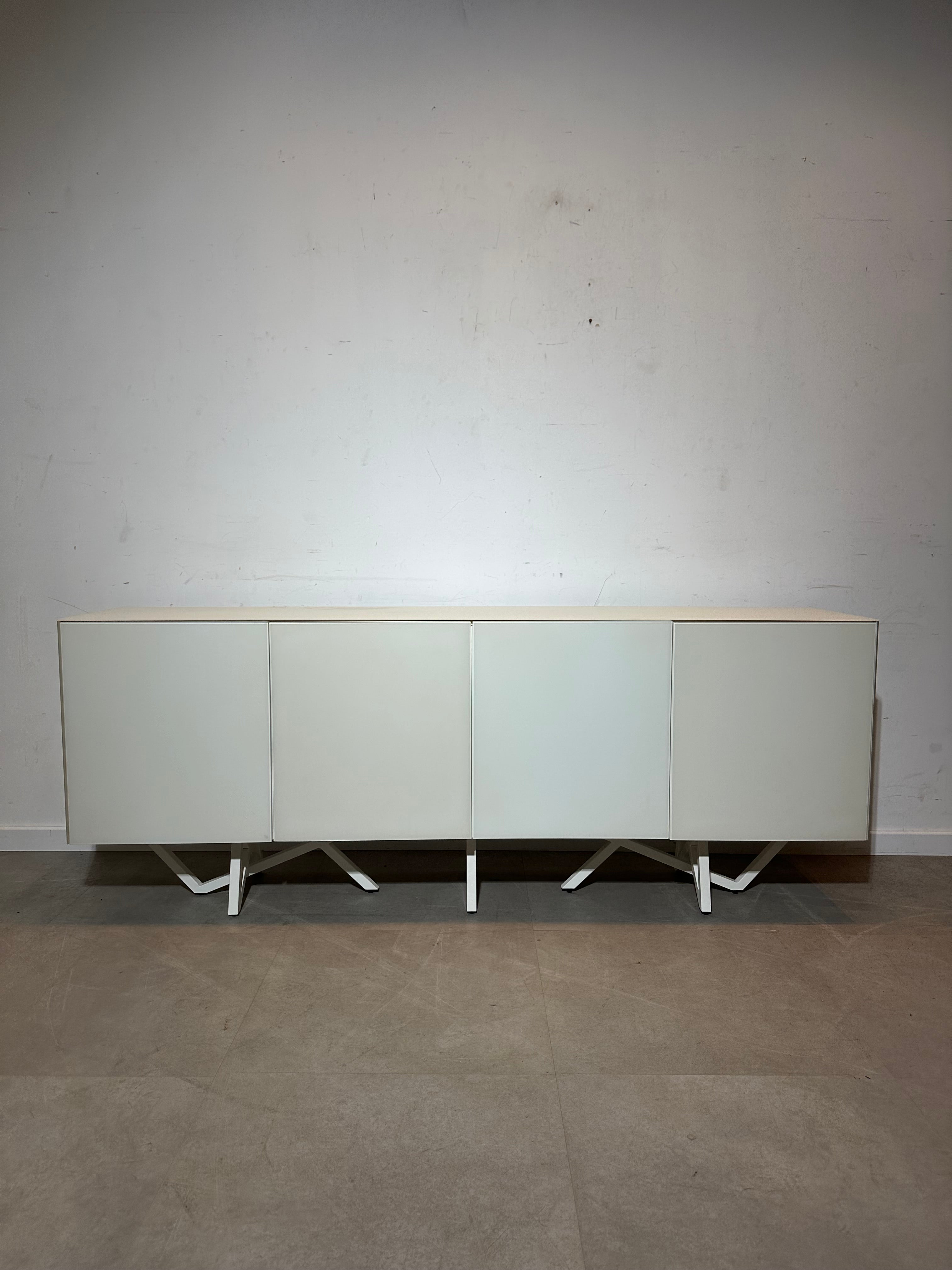 Minimalist White Sideboard Tempered Glass