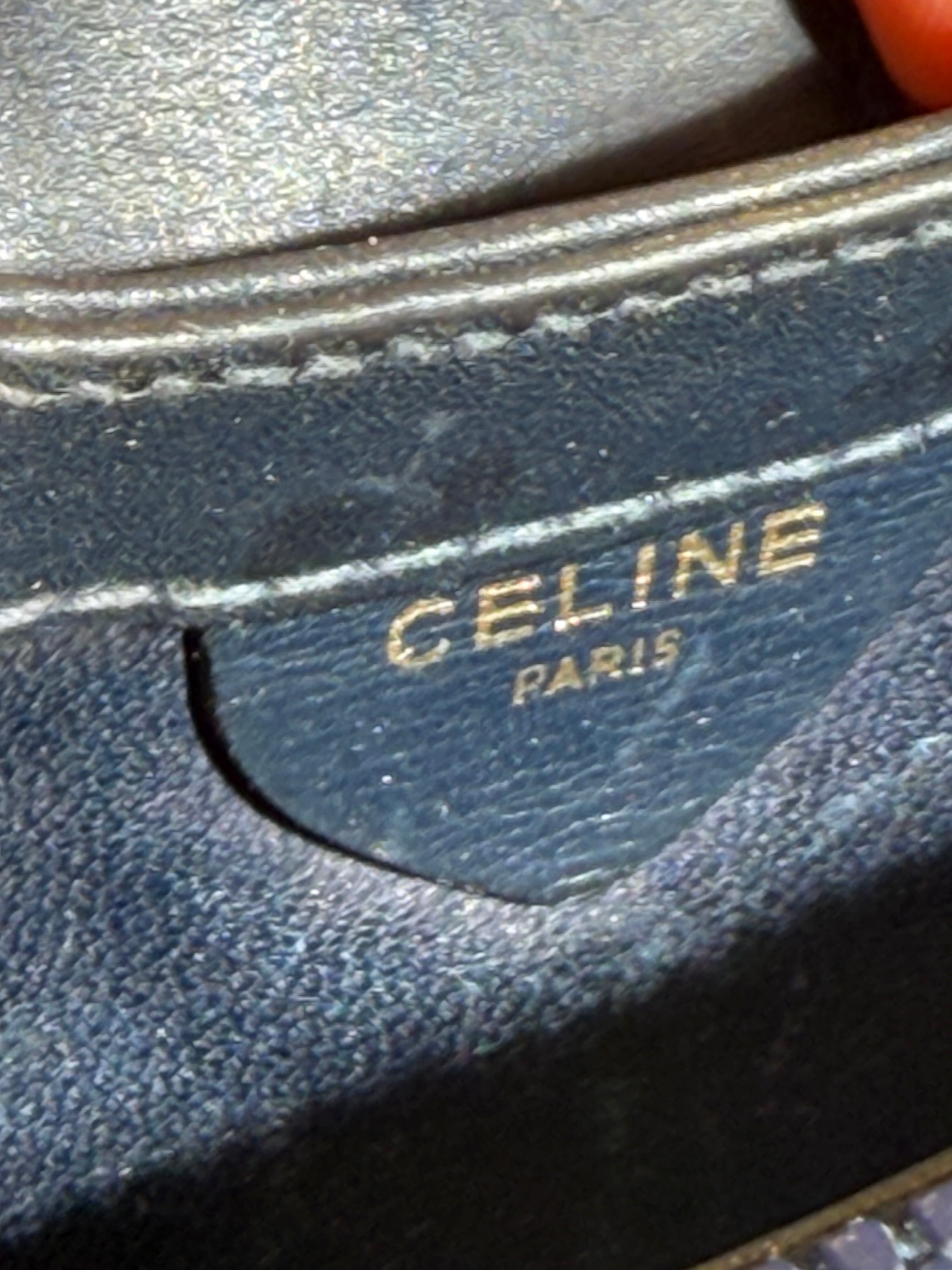 Celine Paris Vintage Black Leather Crossbody Bag