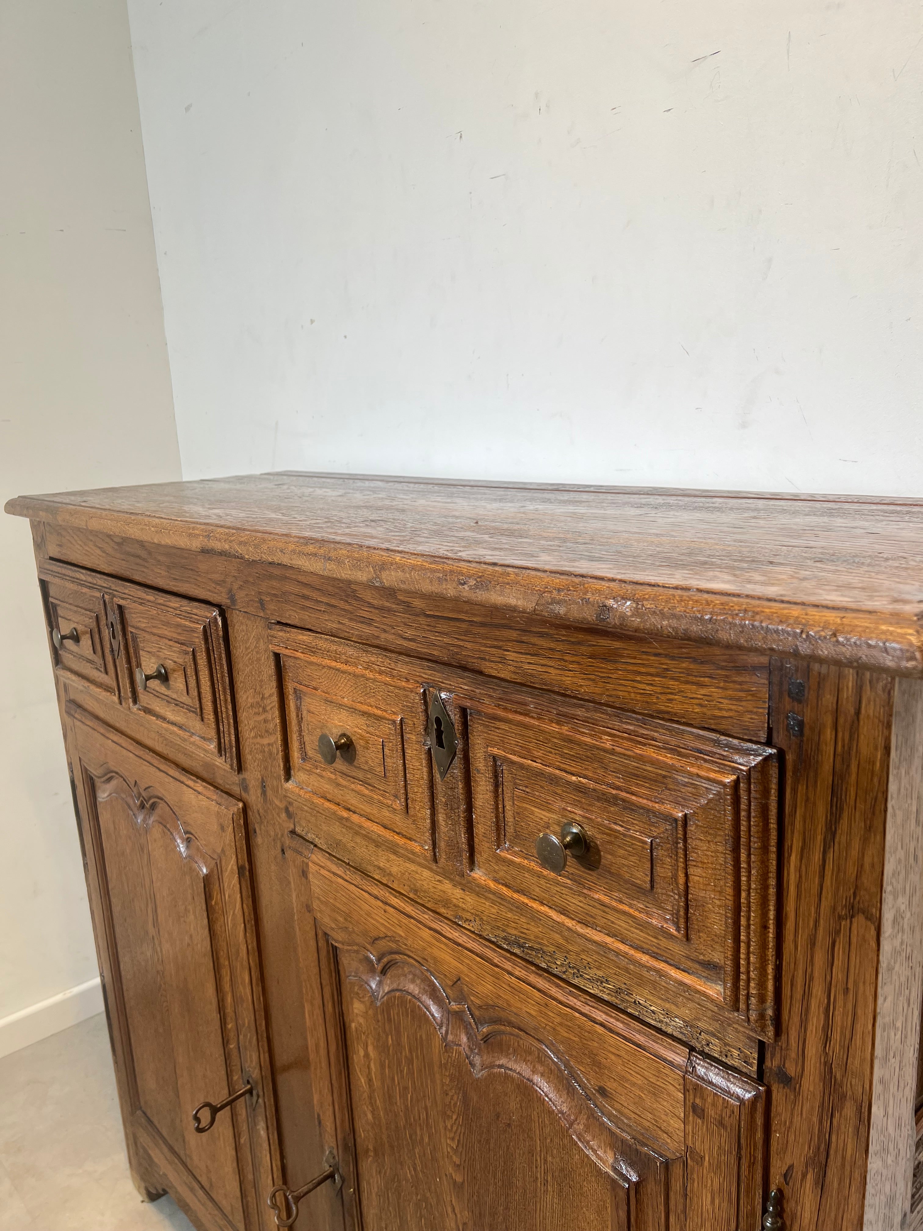 Antique Solid Oak Cabinet Rustic French Style