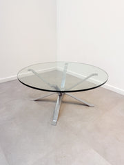 Vintage Modernist Chrome Glass Coffee Table