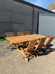 Teak Garden Table Rectangular Extendable + 6 Folding Chairs – Promo Set