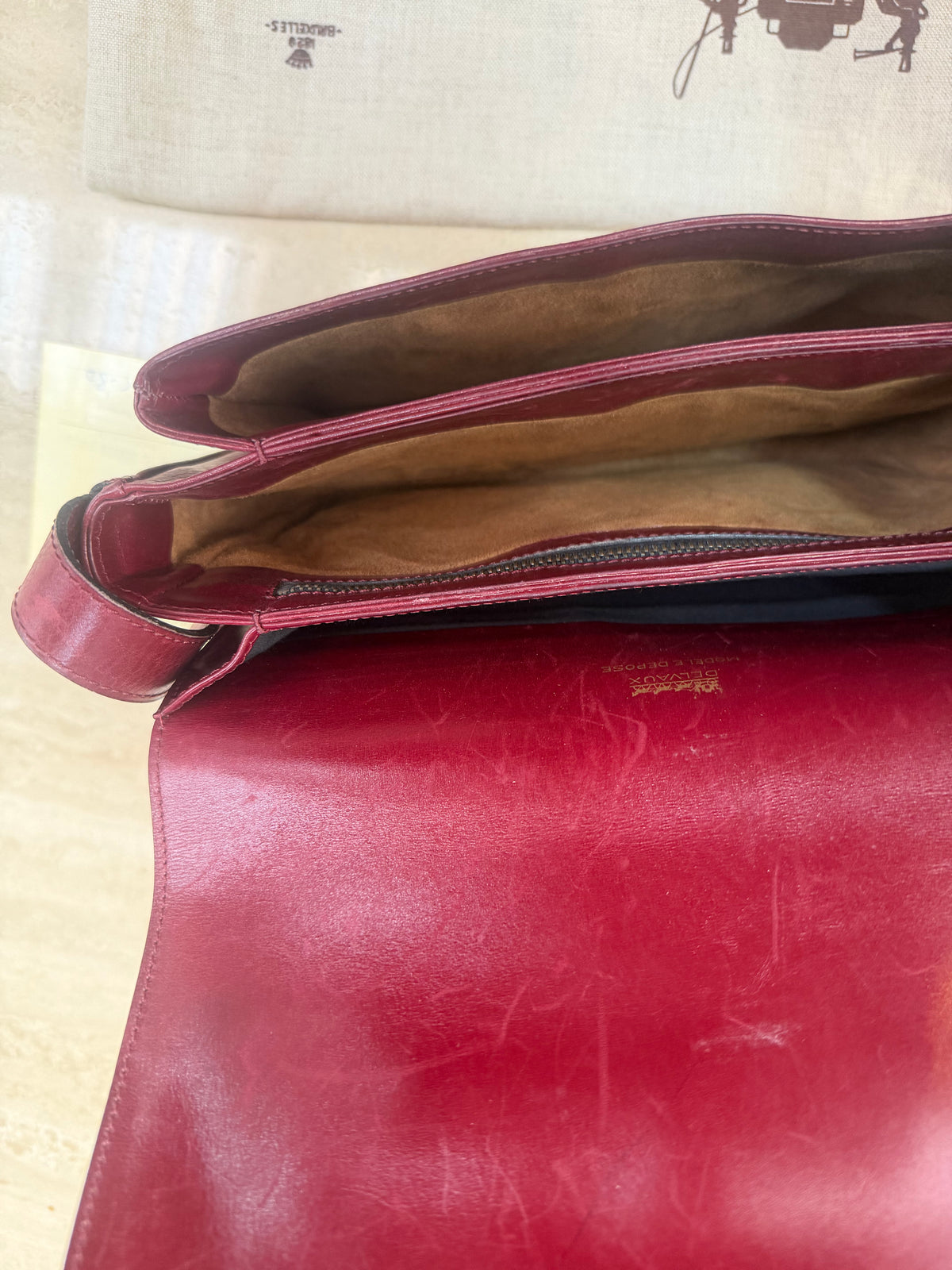 Vintage Delvaux Burgundy Leather Shoulder Bag – With Dust Bag & Certificate