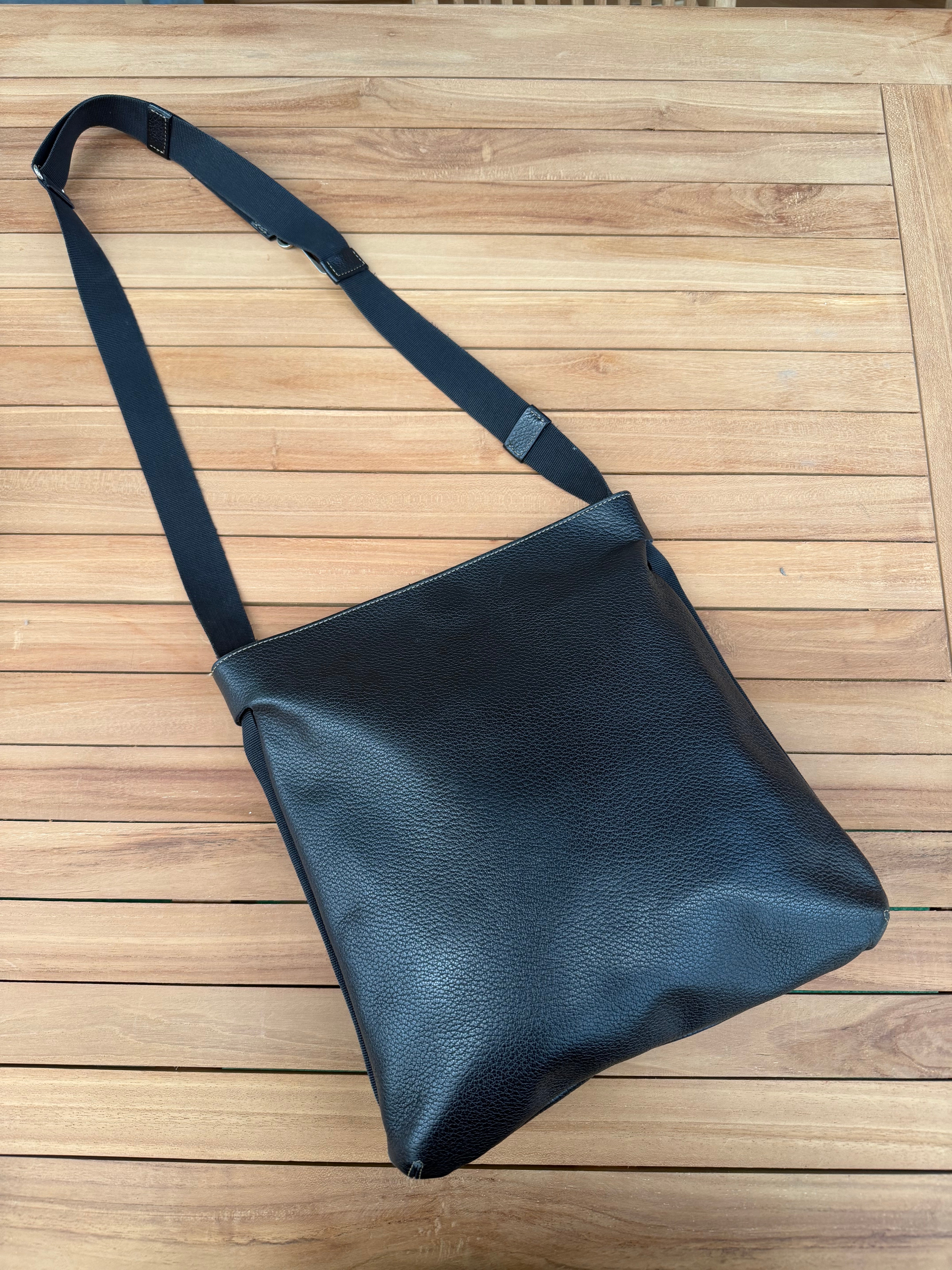 Vintage Delvaux Black Leather Crossbody Bag