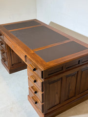 Antique Double-Sided Executive Desk – Elm Wood – 160 cm