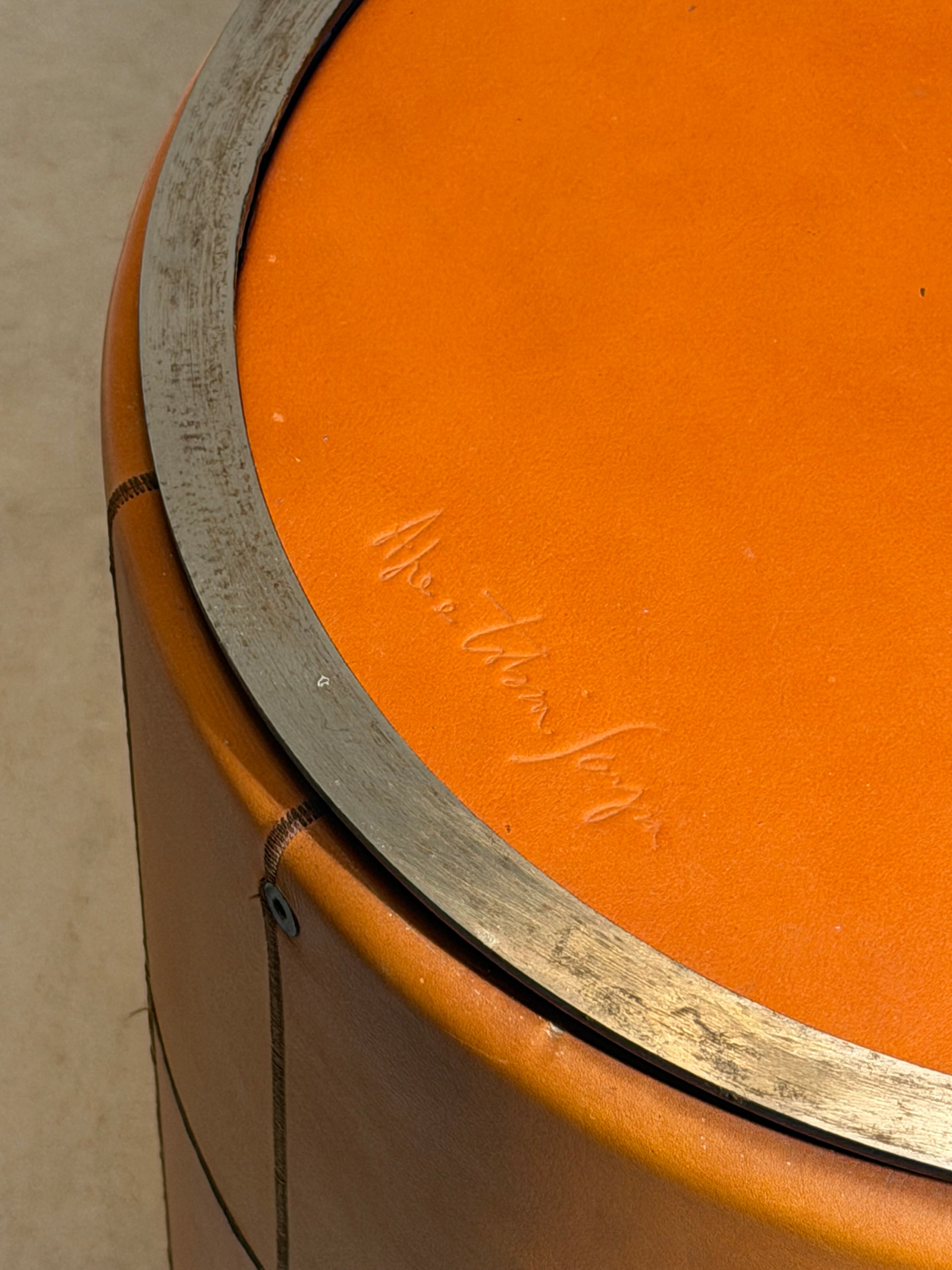 *Tobio Dining Table by Tobia & Afra Scarpa – Cognac Leather Base & Glass Top – 200 x 100 cm