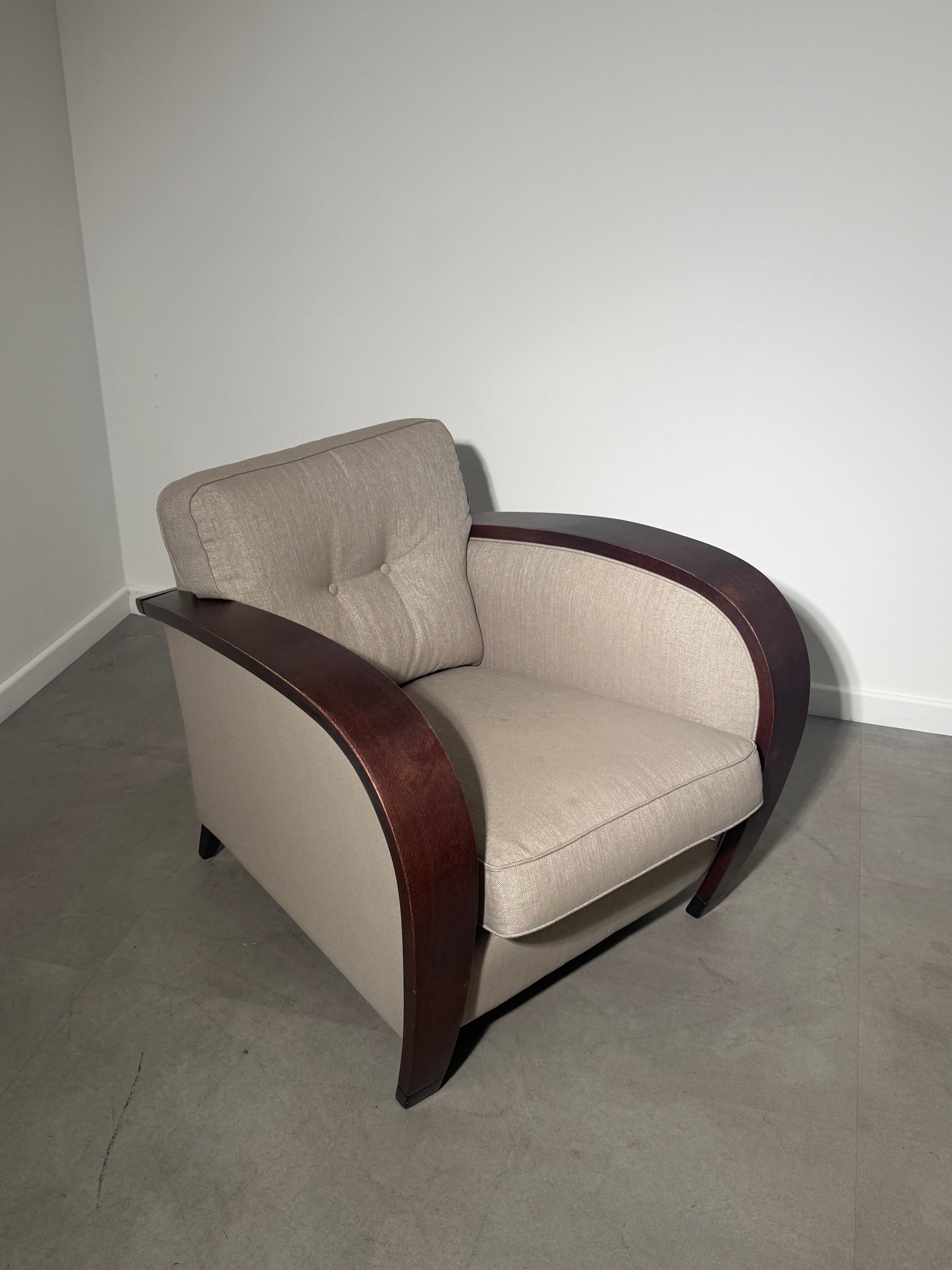 Bench Art Deco Lounge Chair – Sculptural Curved Wood Armchair