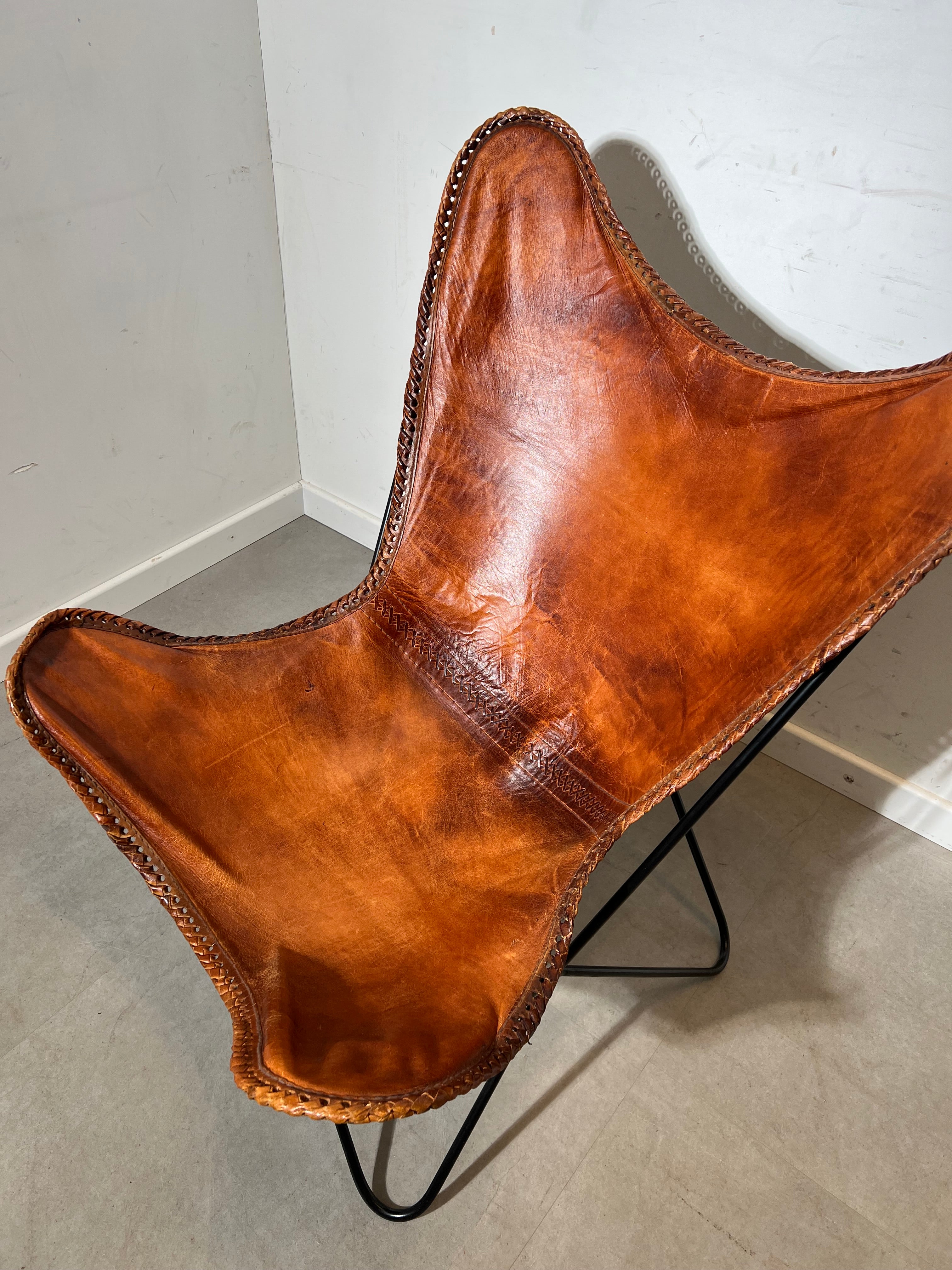Butterfly Chair Leather Cognac