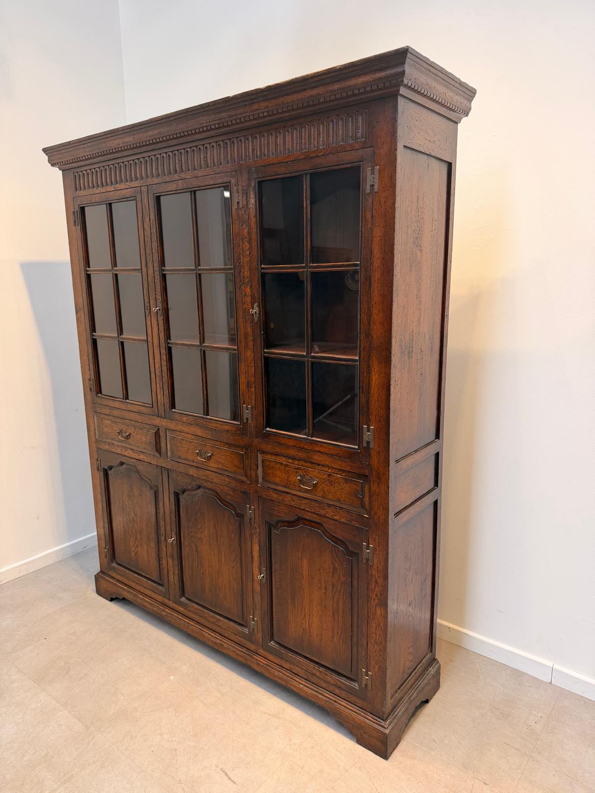 Antique Oak Display Cabinet Old & New England