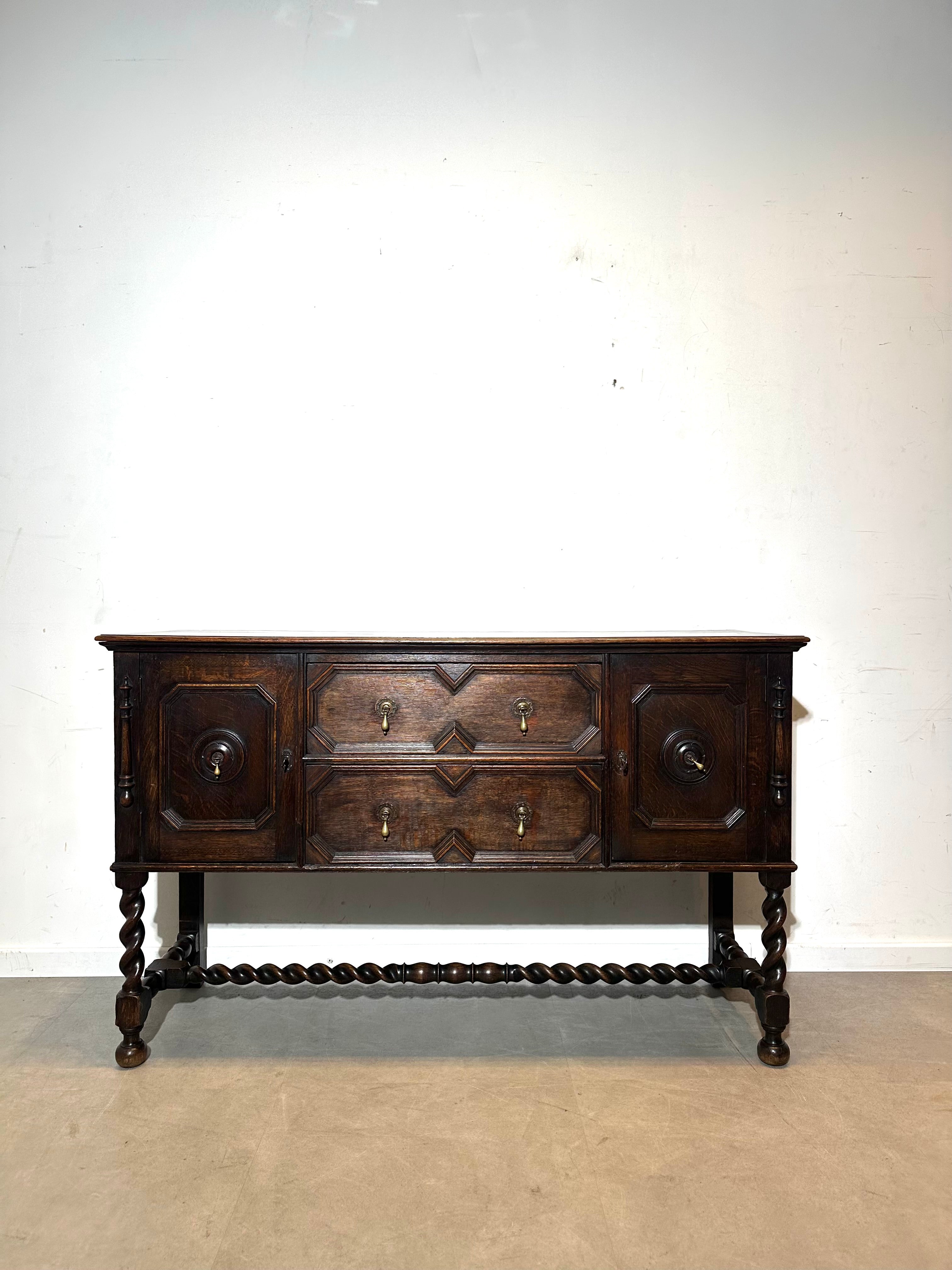 Antique oak sideboard barley twist base