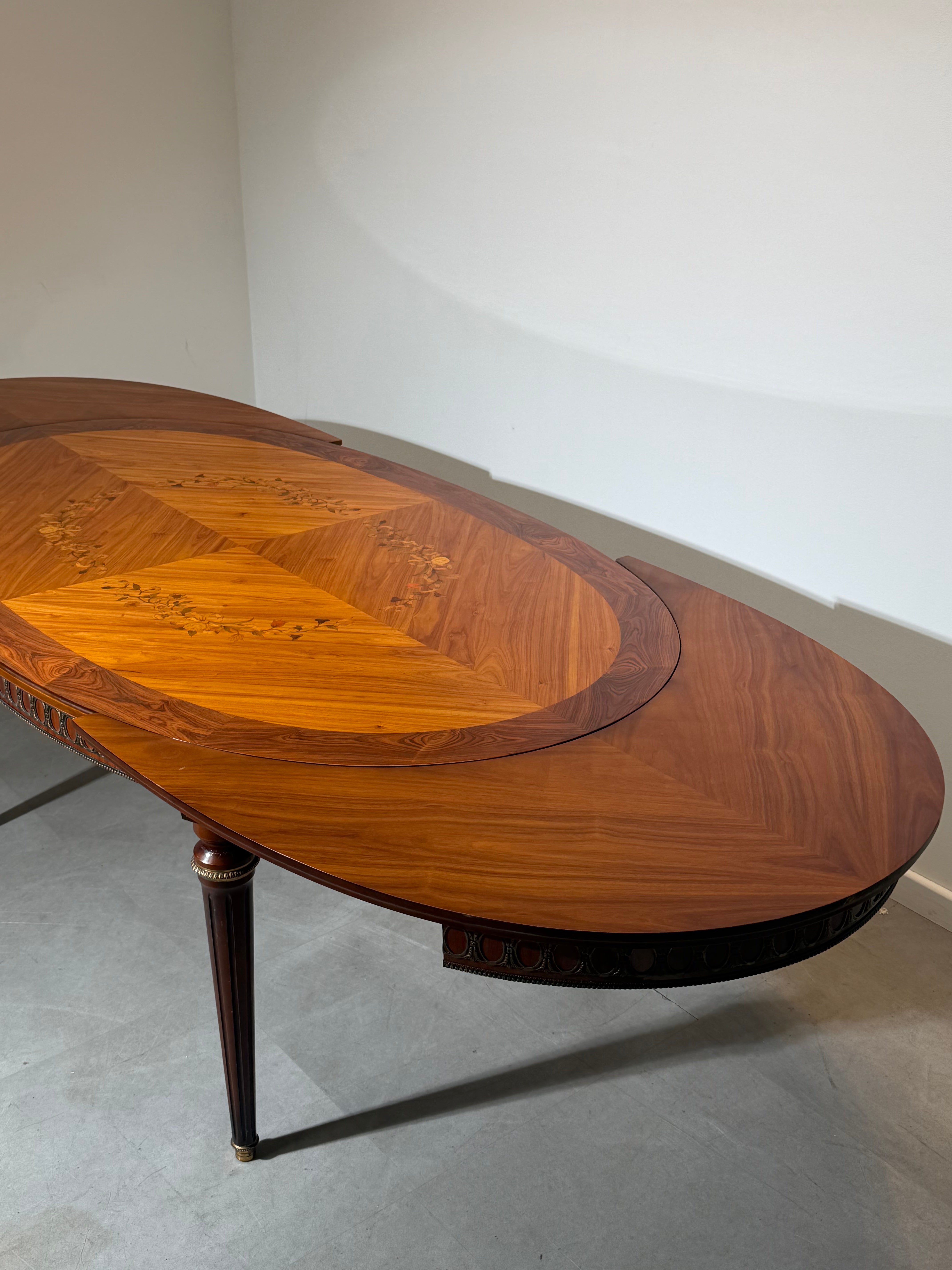 JP Ehalt Louis XVI Style Marquetry Extension Dining Table