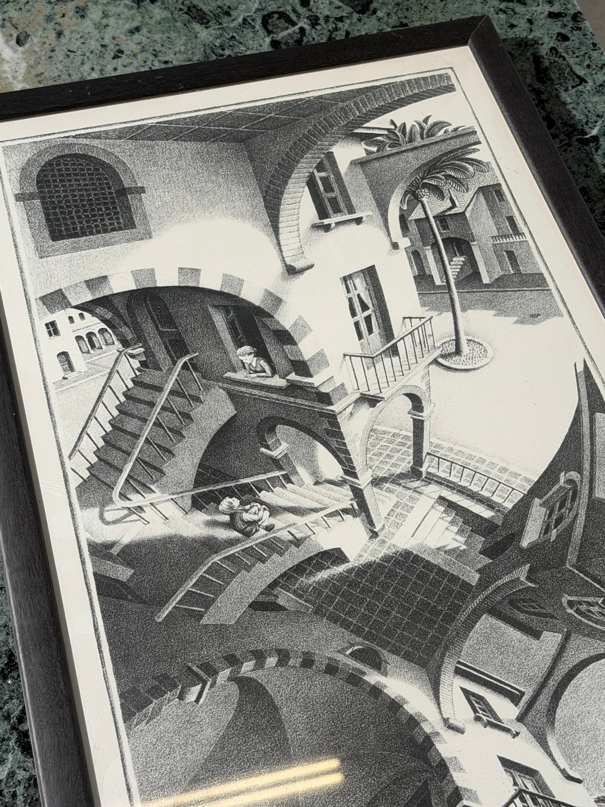 M. C. Escher “High and Low” – Framed Print, 80 × 37 cm