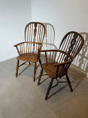 Pair of antique “Windsor” Chairs in solid oak