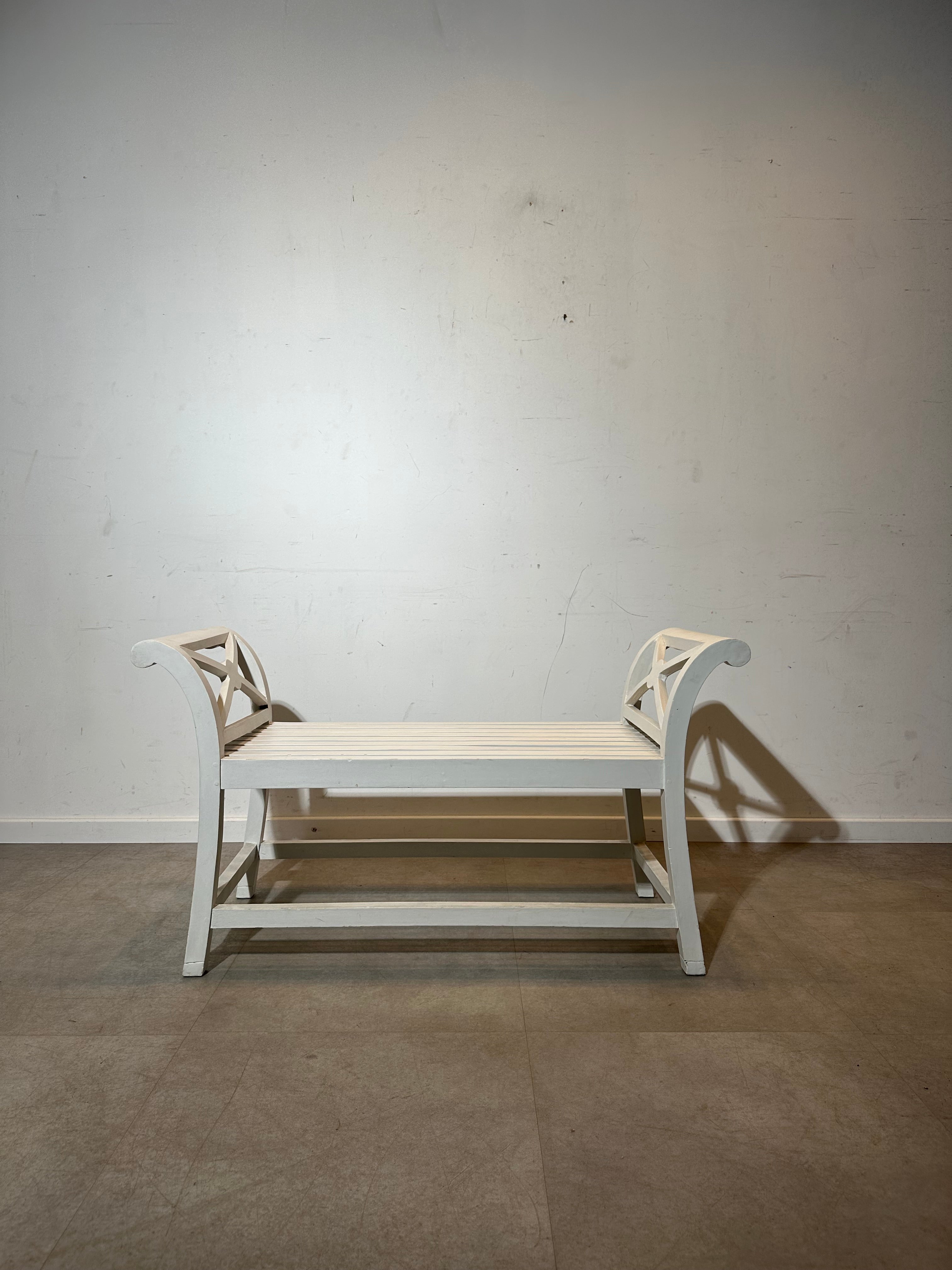 White Painted Wooden Bench