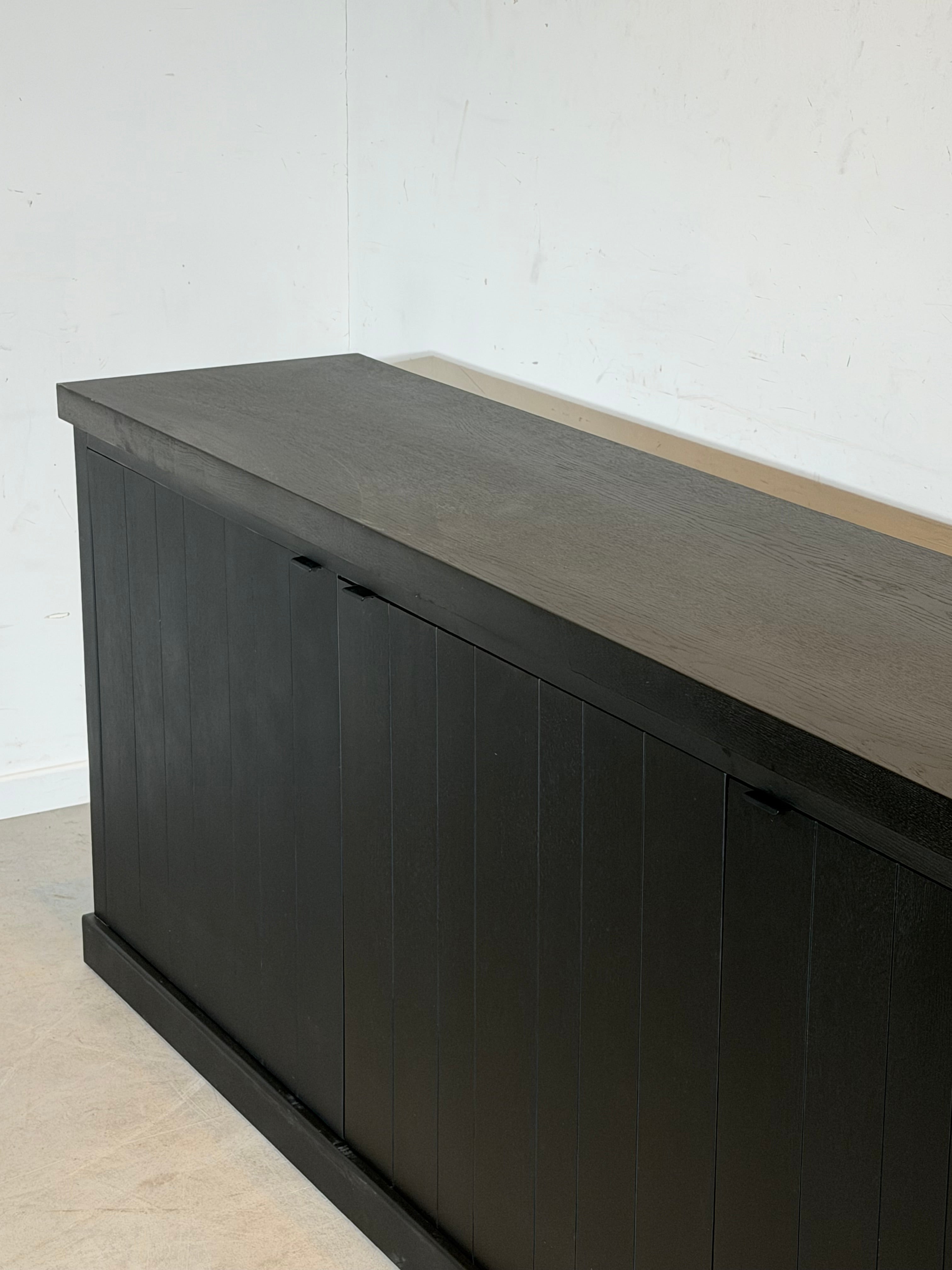 Black Wooden Sideboard XL – 238 cm | Modern Minimal Cabinet with Panel Doors