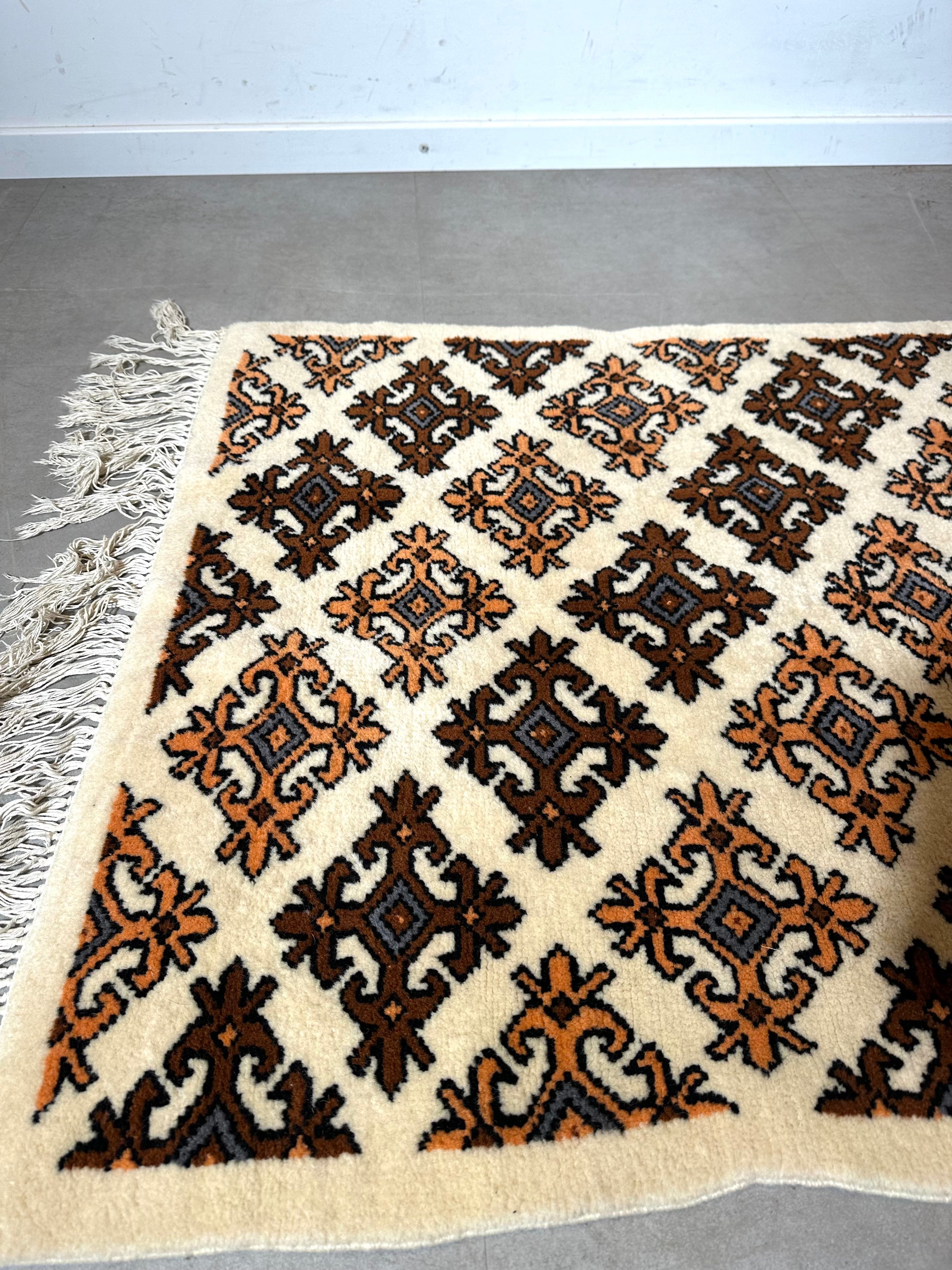 Vintage Tunisian Hand-Knotted Wool Rug