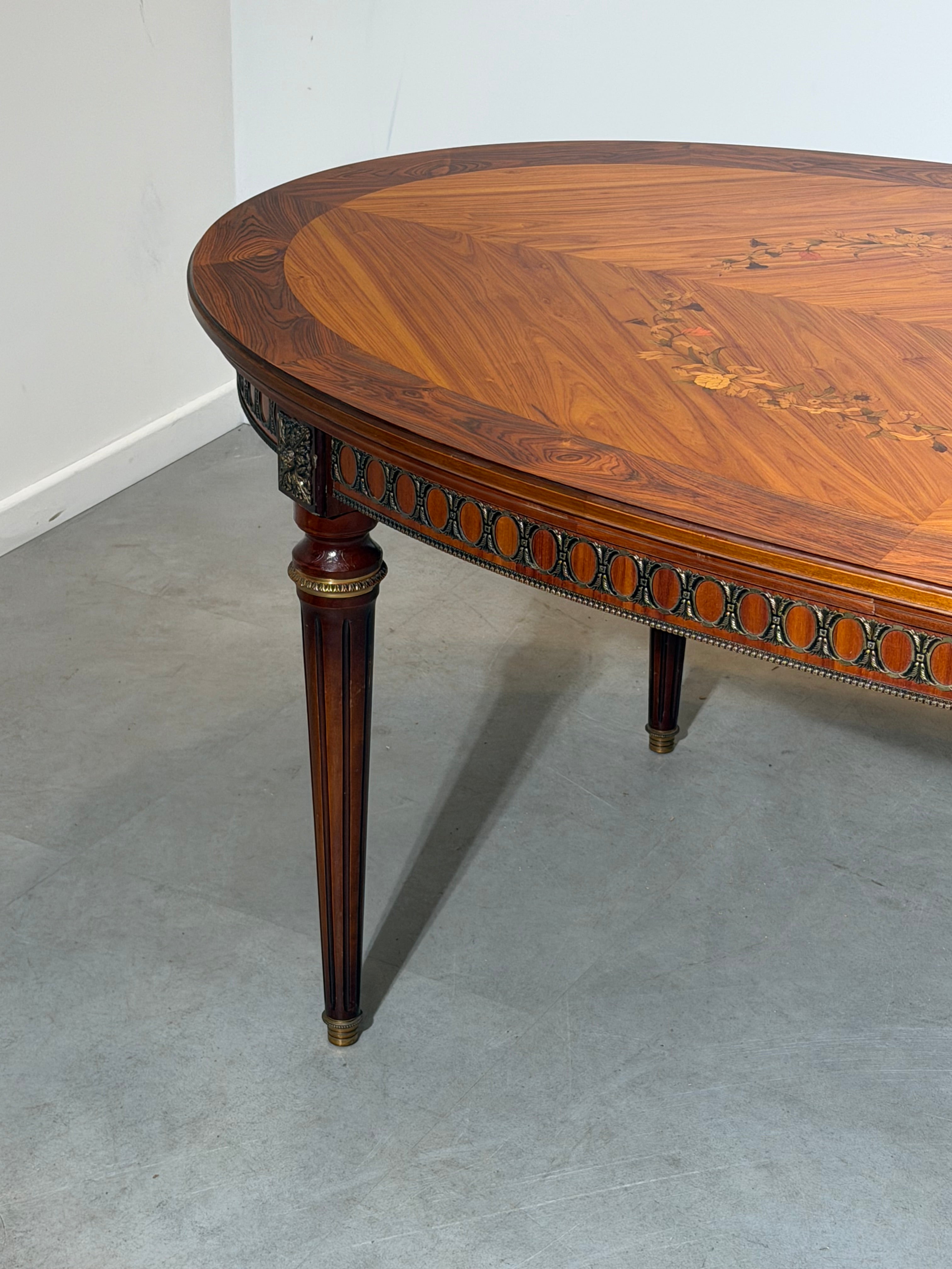 JP Ehalt Louis XVI Style Marquetry Extension Dining Table
