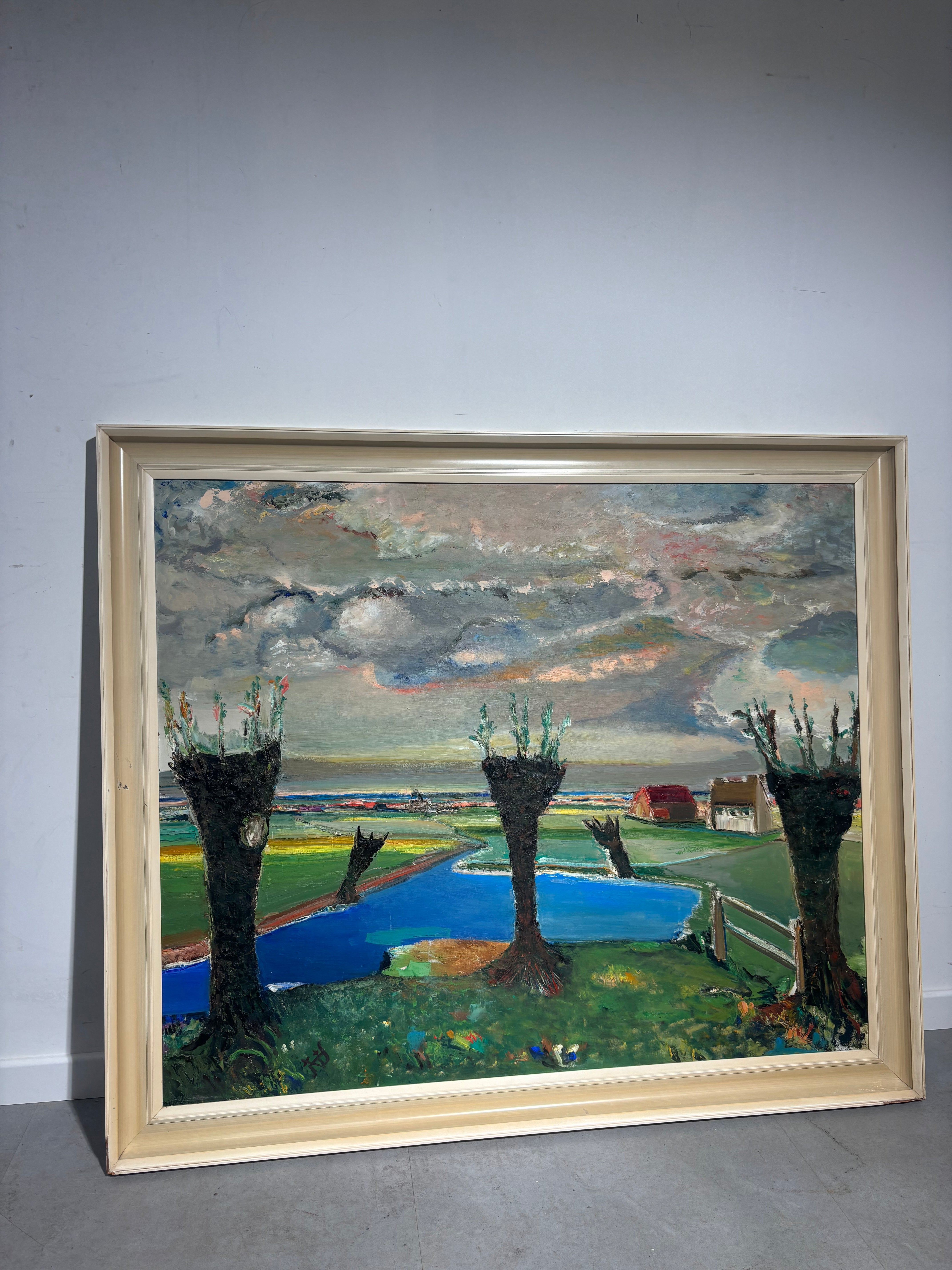 Olieverf op doek - “De Drie Wilgen” van Gaston Theunynck