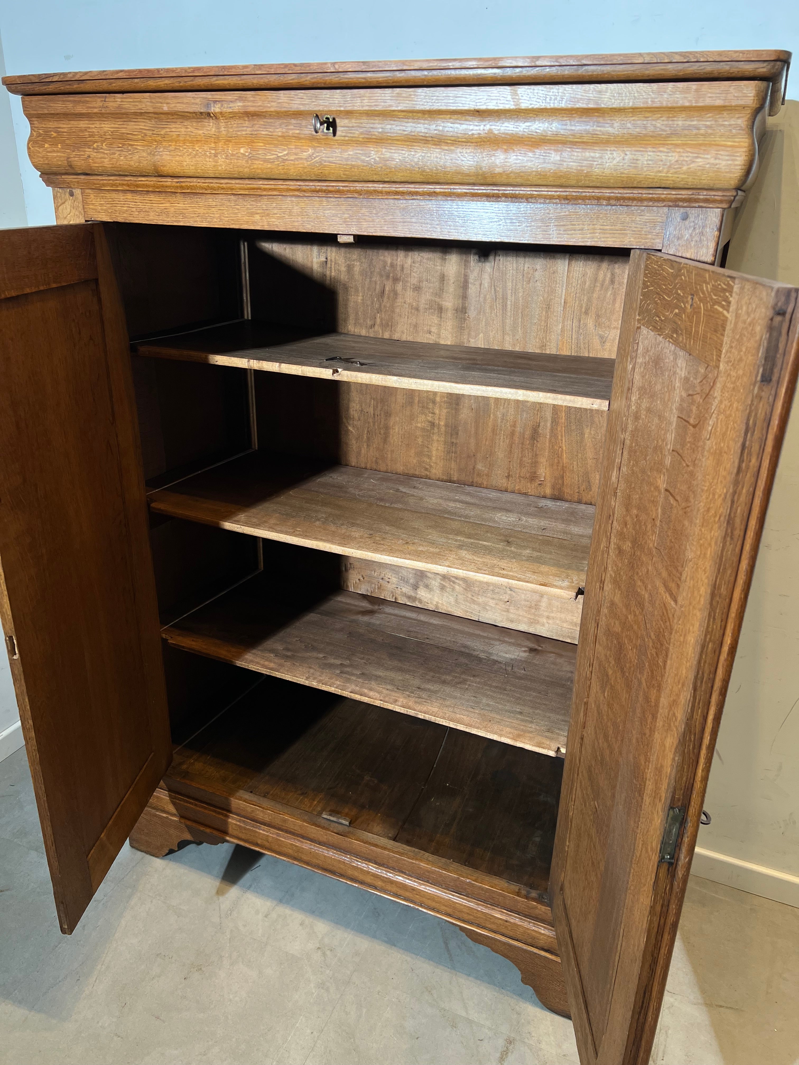 Antique Oak Cabinet with Hidden Drawer