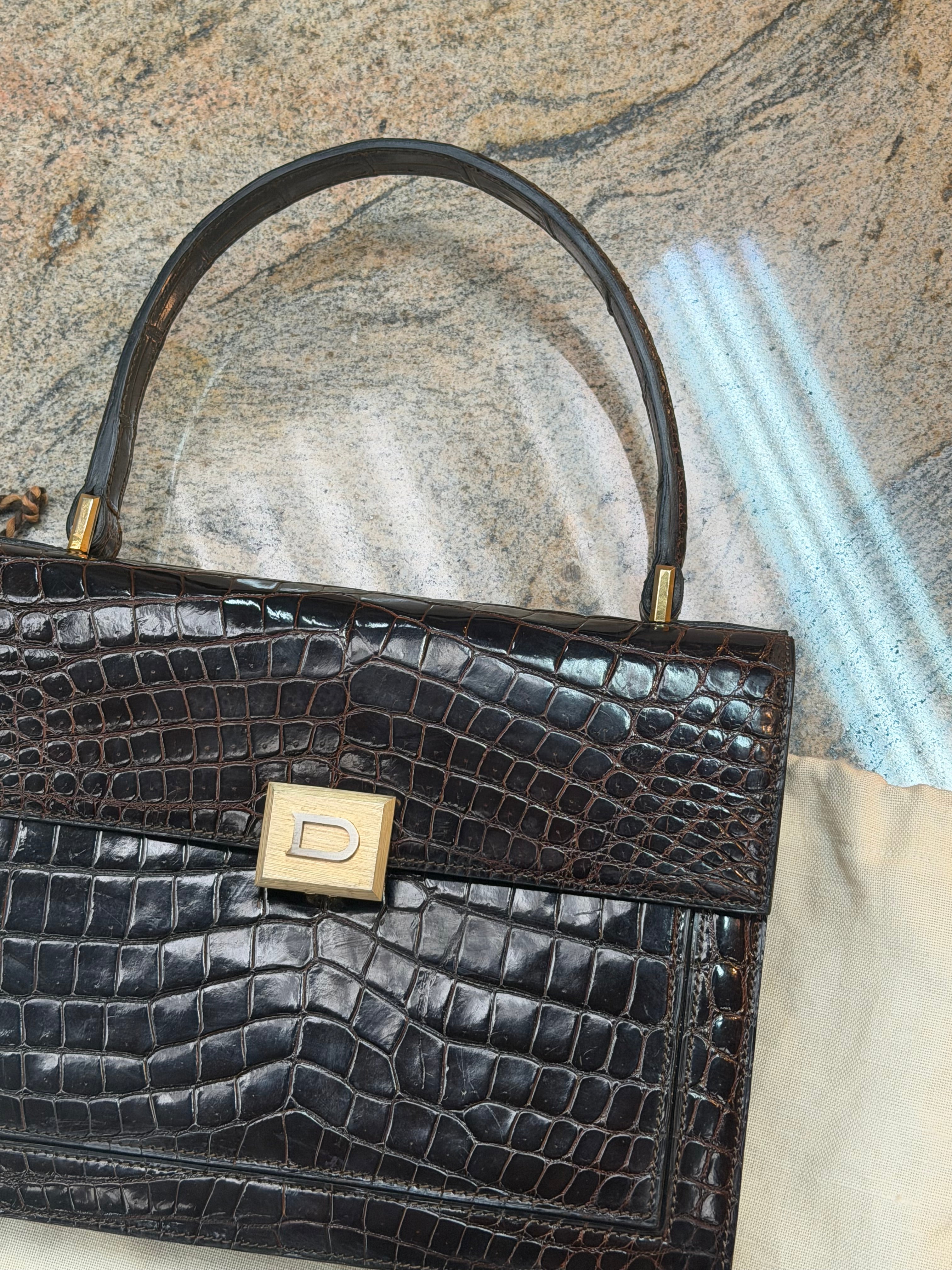 Delvaux Vintage Crocodile Leather Handbag – 1970s