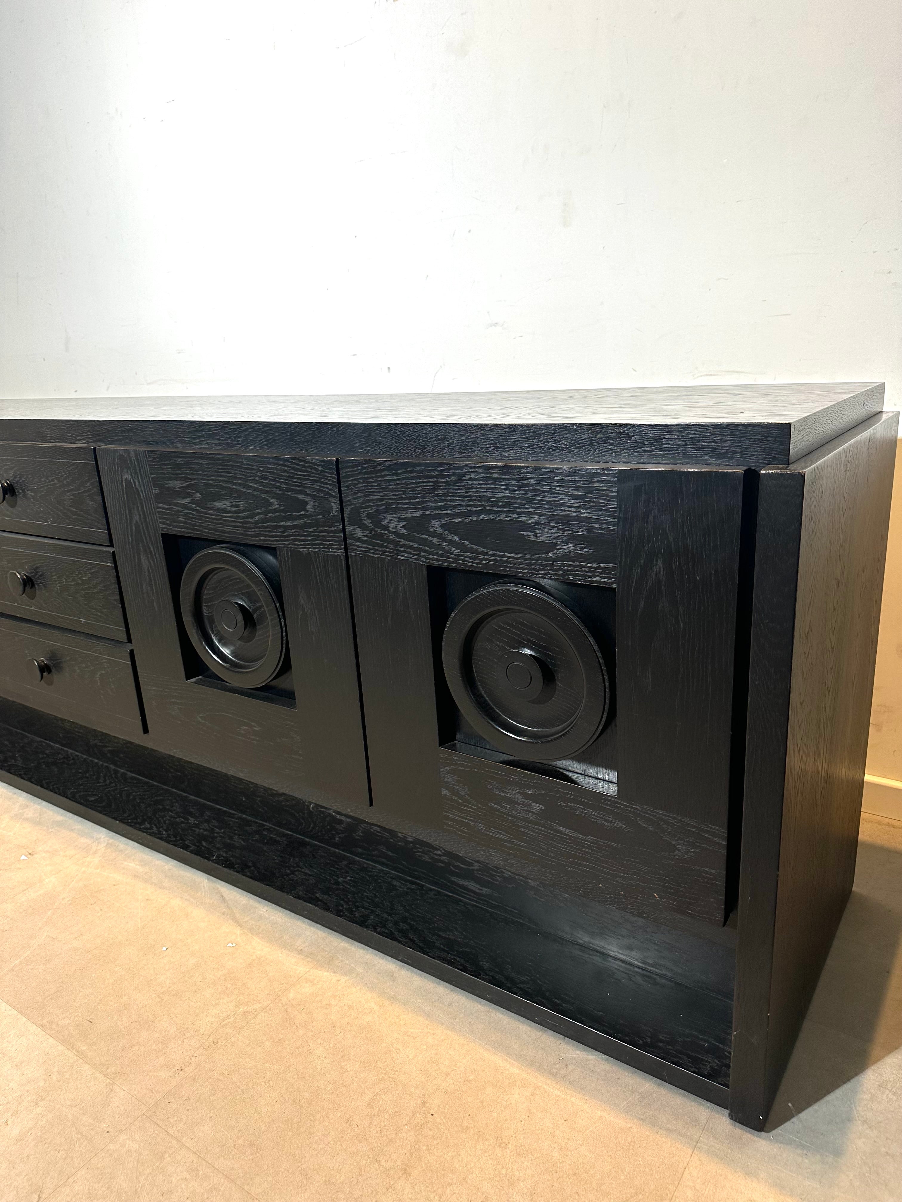Brutalist Black Oak Sideboard / Credenza