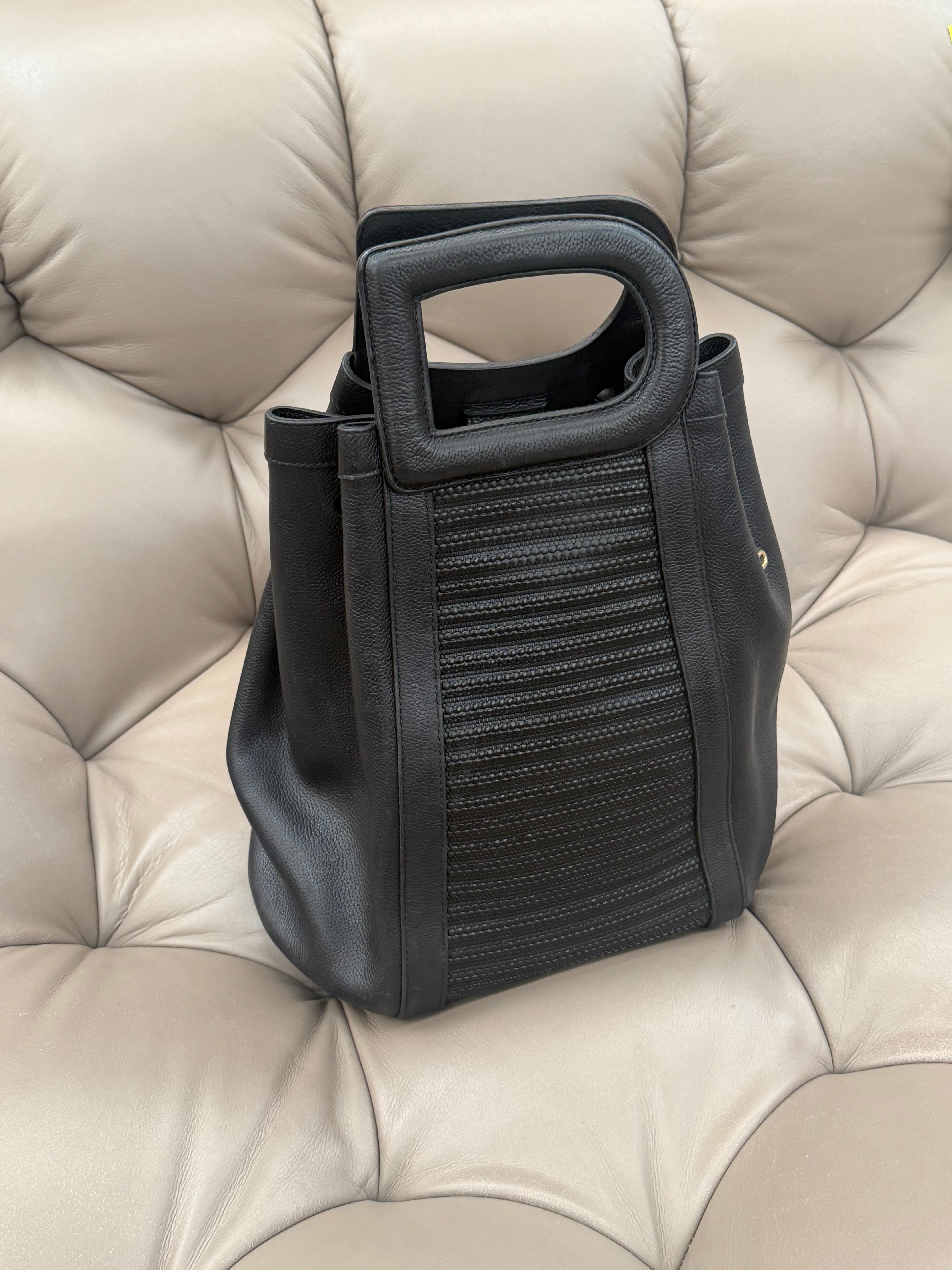 Delvaux Punch Black Toile de Cuir Handbag – 40 x 28 cm