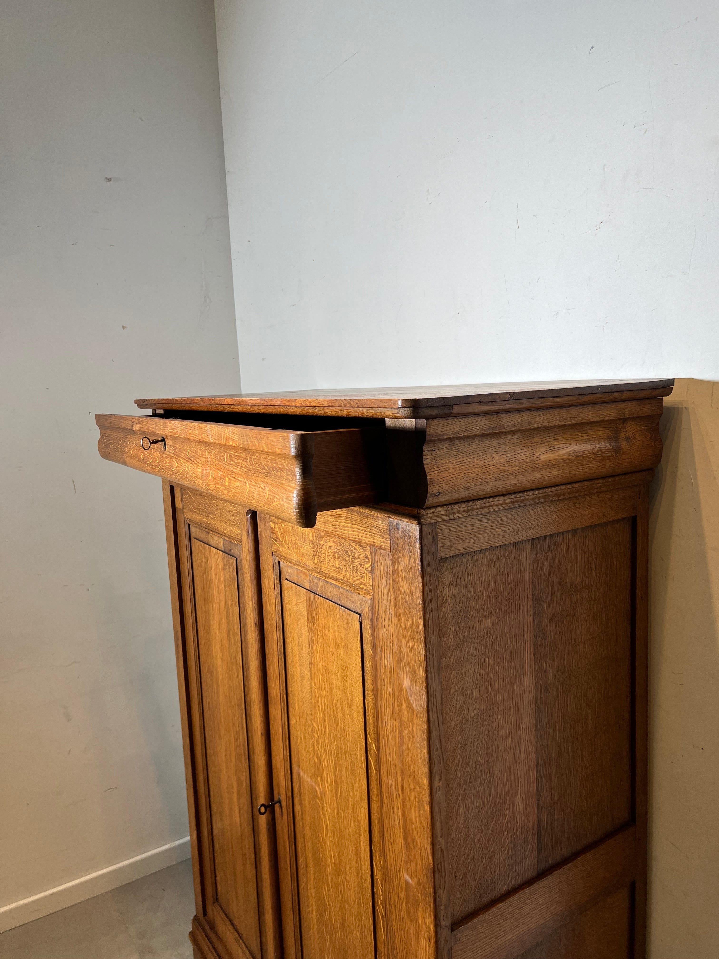 Antique Oak Cabinet with Hidden Drawer