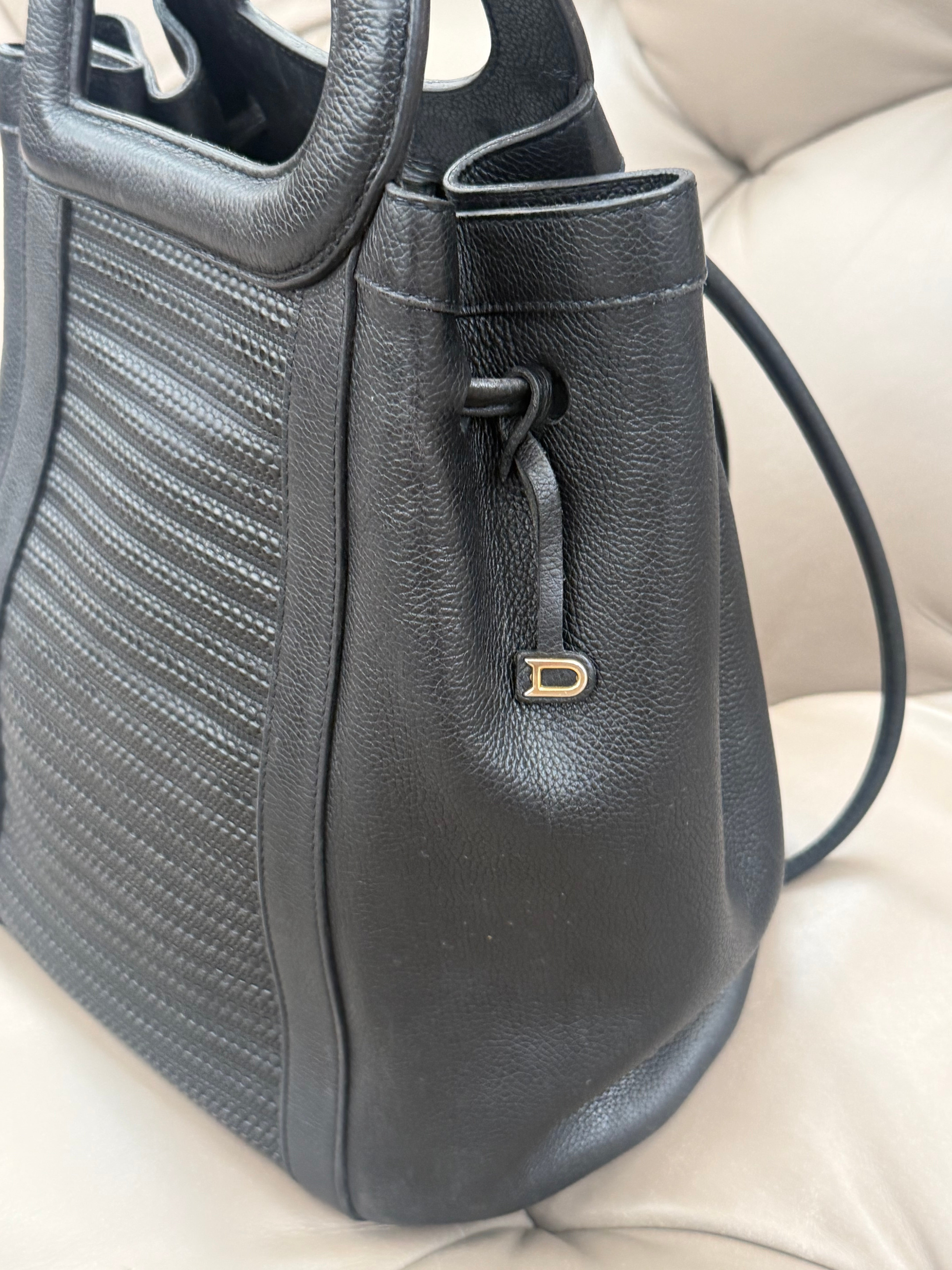 Delvaux Punch Black Toile de Cuir Handbag – 40 x 28 cm