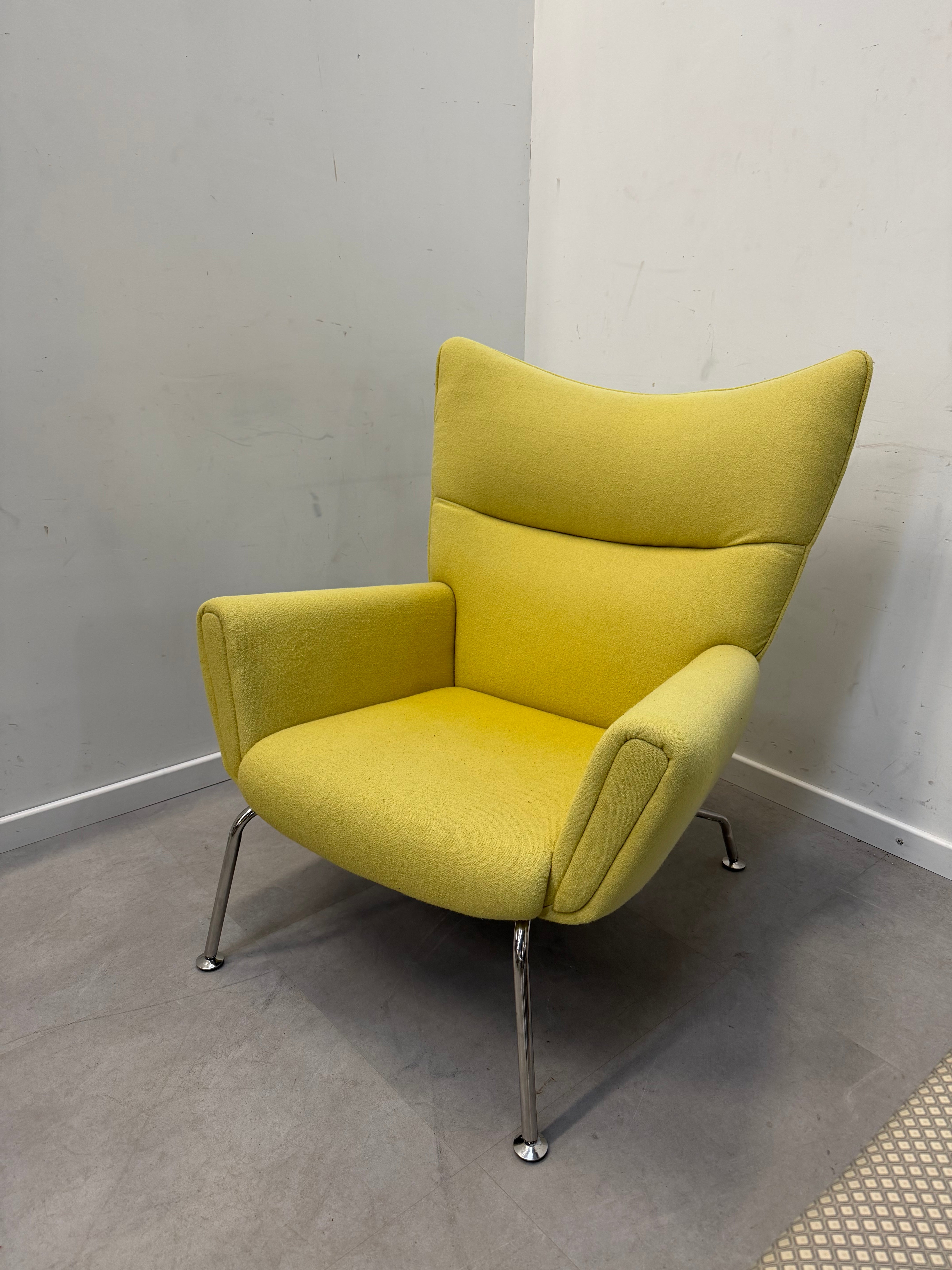 High-Back Lounge Chair in Fresh Yellow Fabric