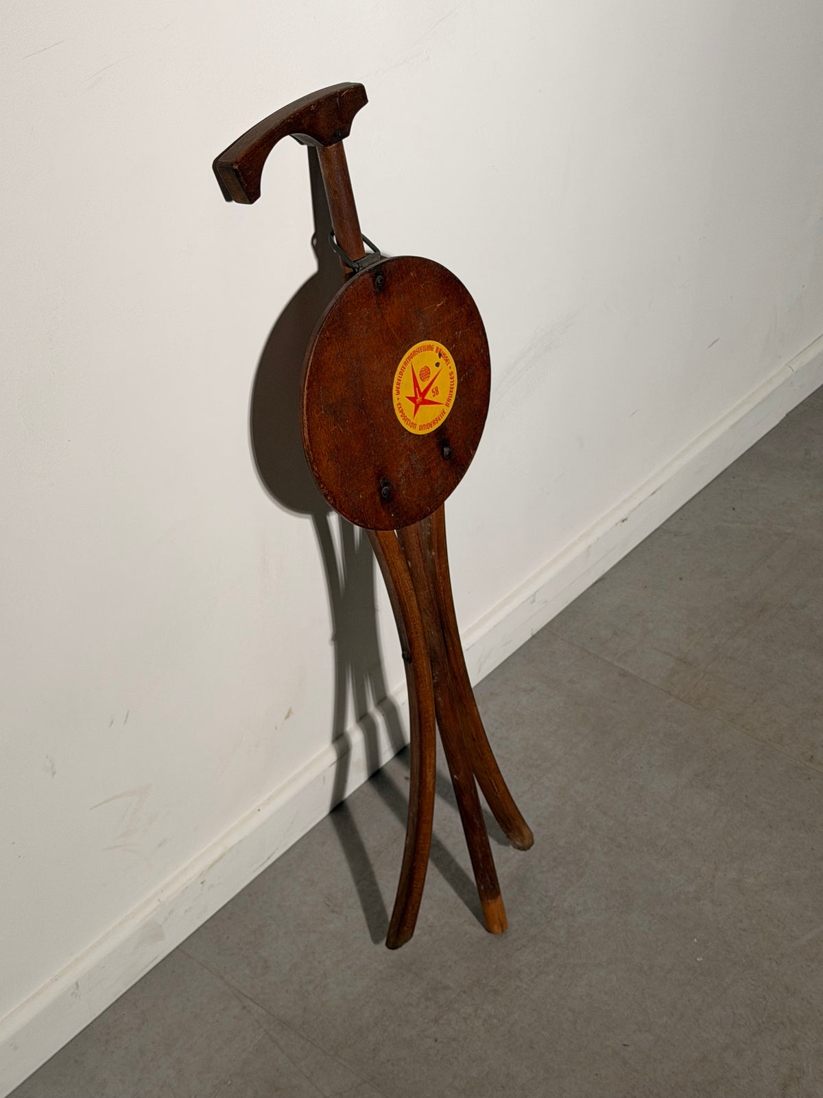 Original Expo 58 Wooden Folding Walking Stick Seat