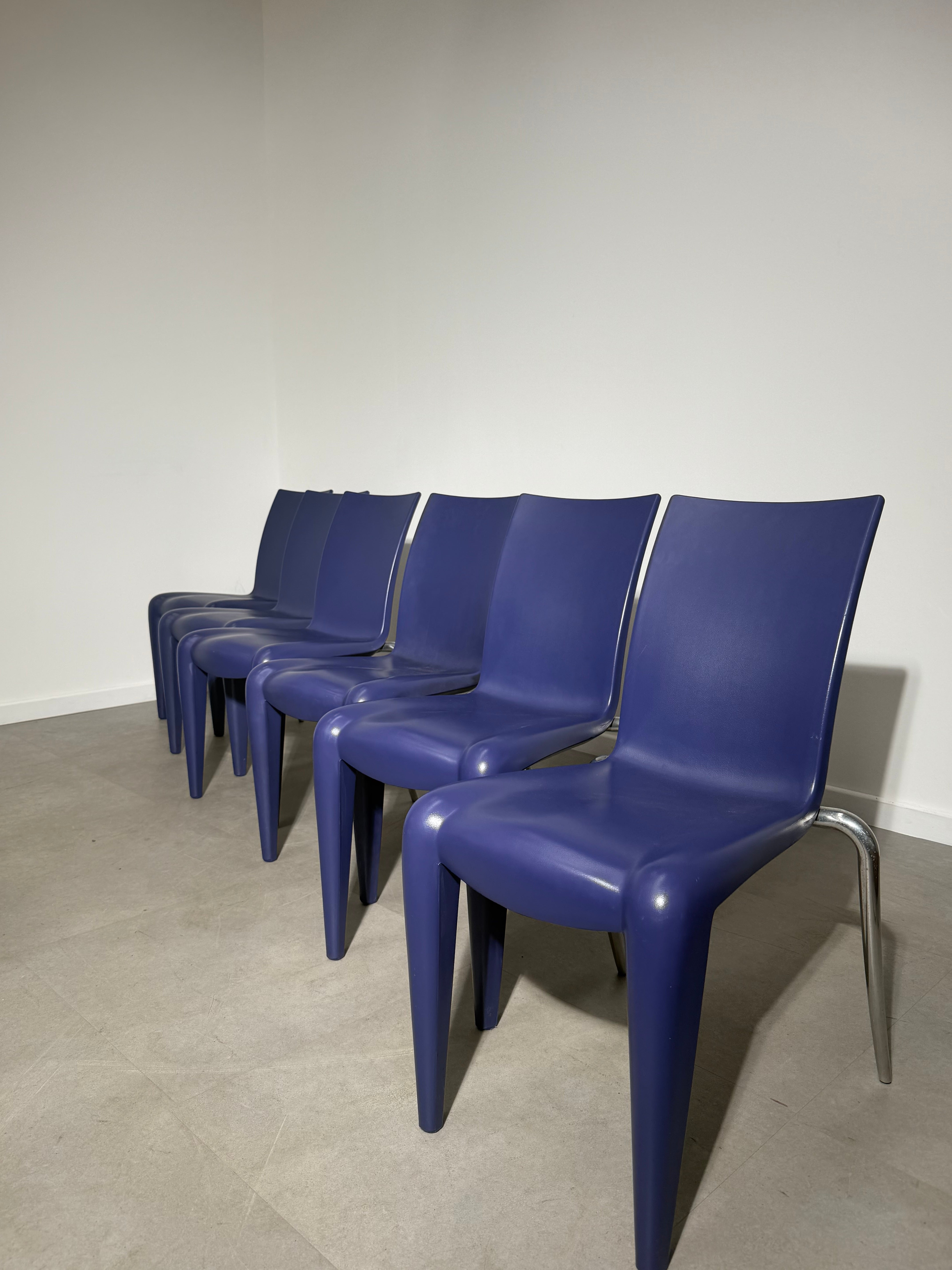 Set of 6 Louis 20 Dining Chairs by Philippe Starck for Vitra – Blue / Mauve
