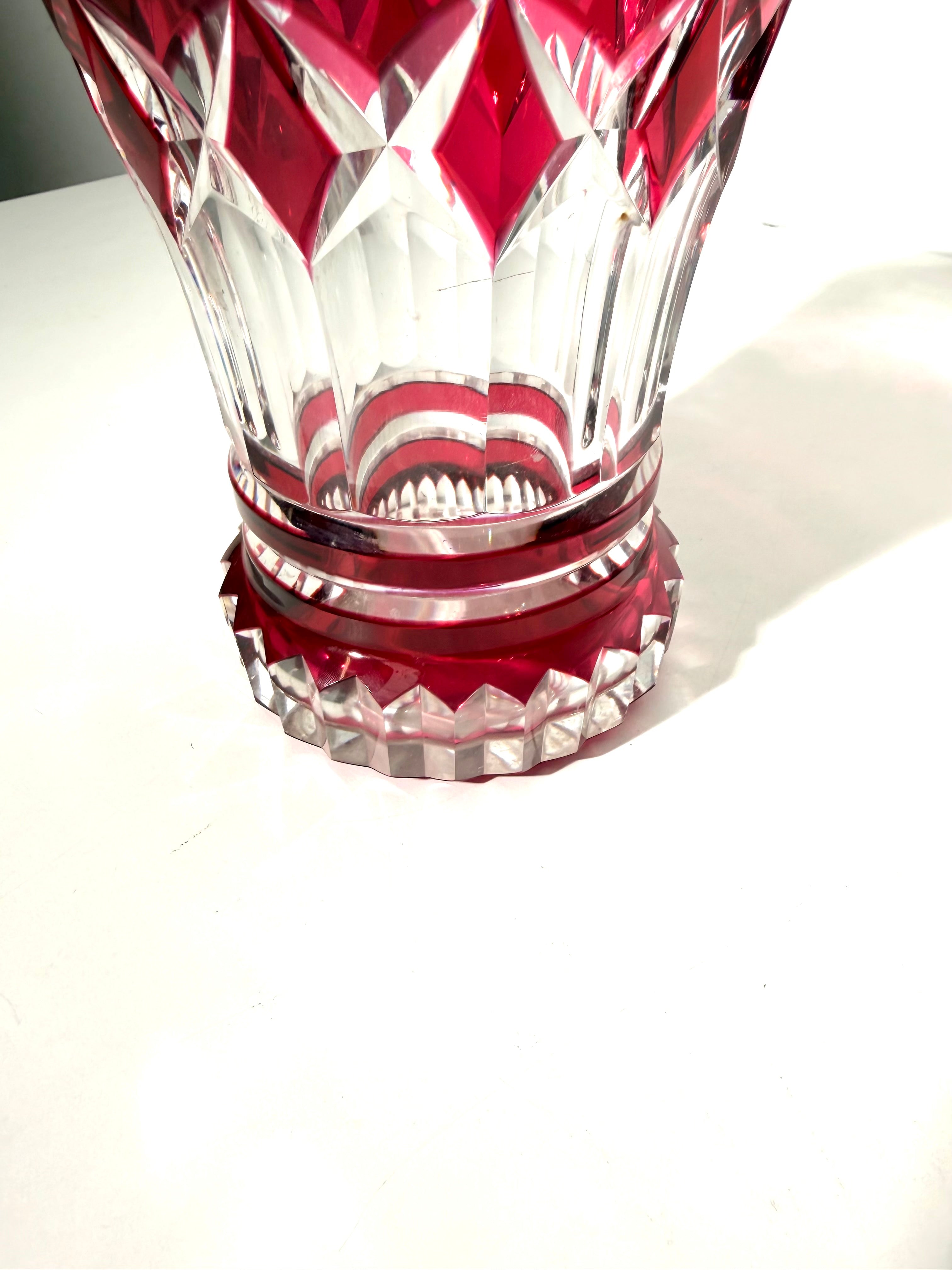 Val Saint Lambert Cut Crystal Vase – Ruby Red
