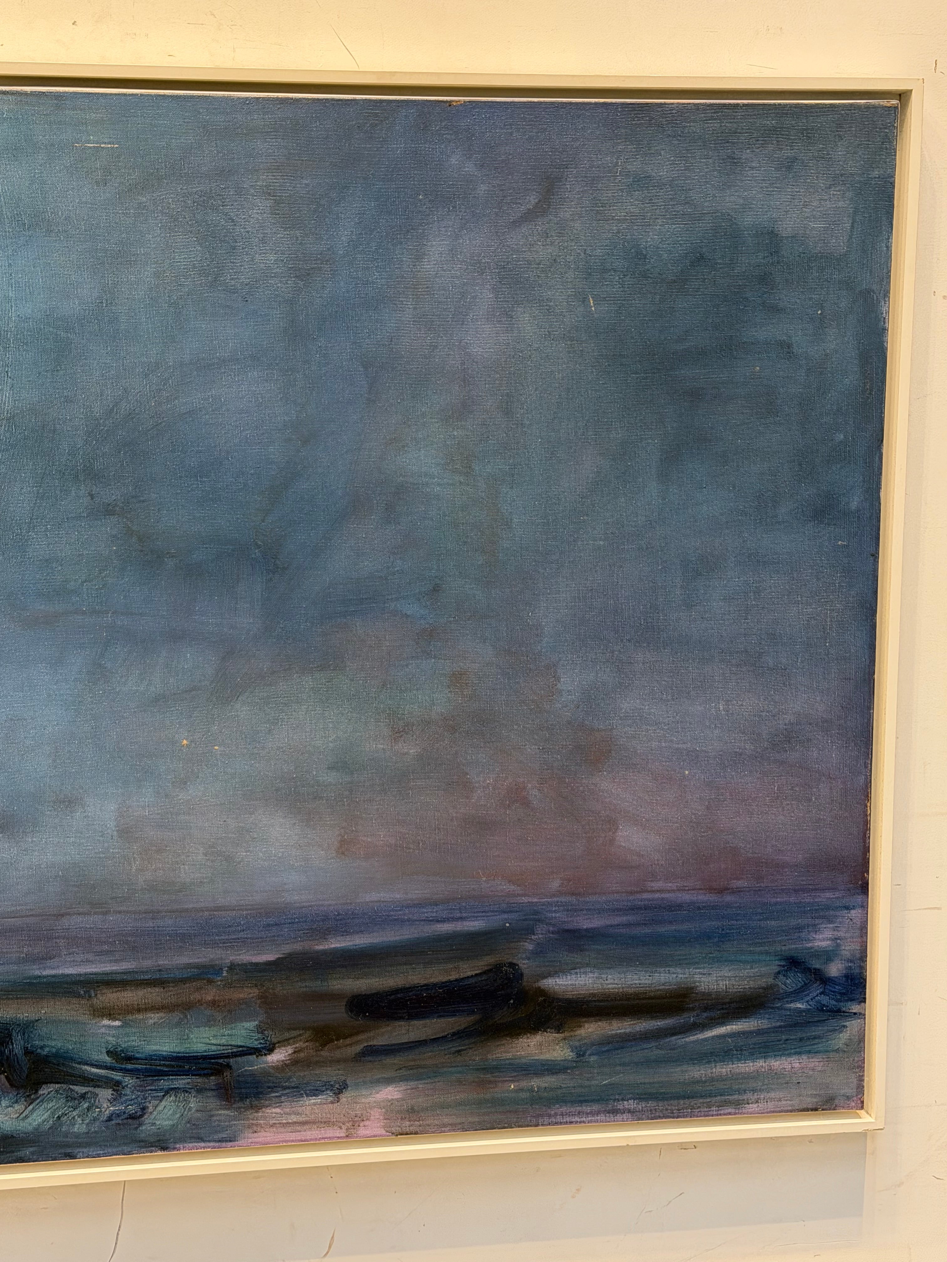 Vintage Seascape Painting by Klein – Moonlit Ocean – 1980s – Framed